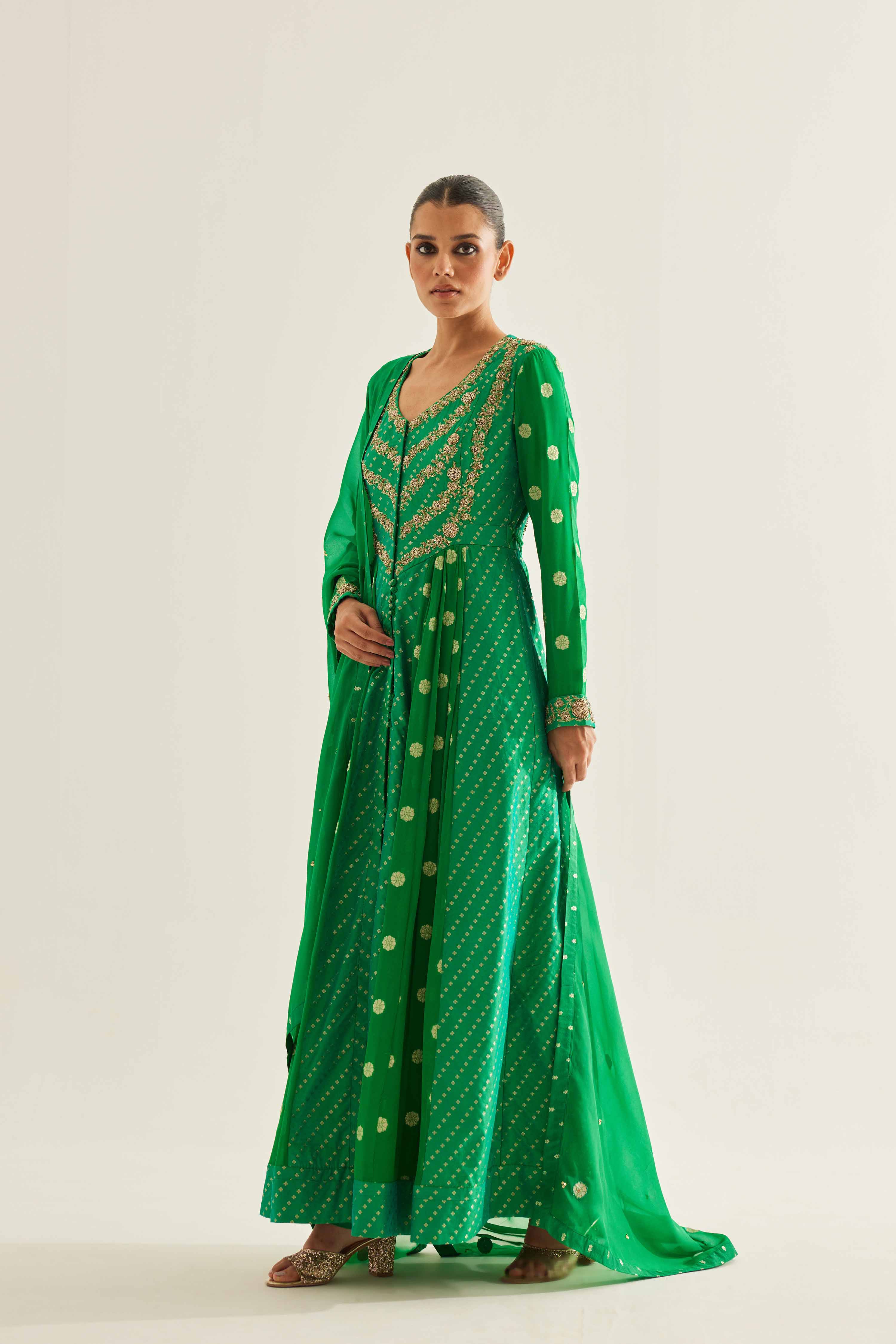 Emerald Green Anarkali Set