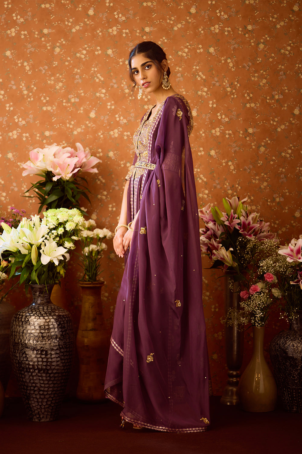 Prune Purple Anarkali Set