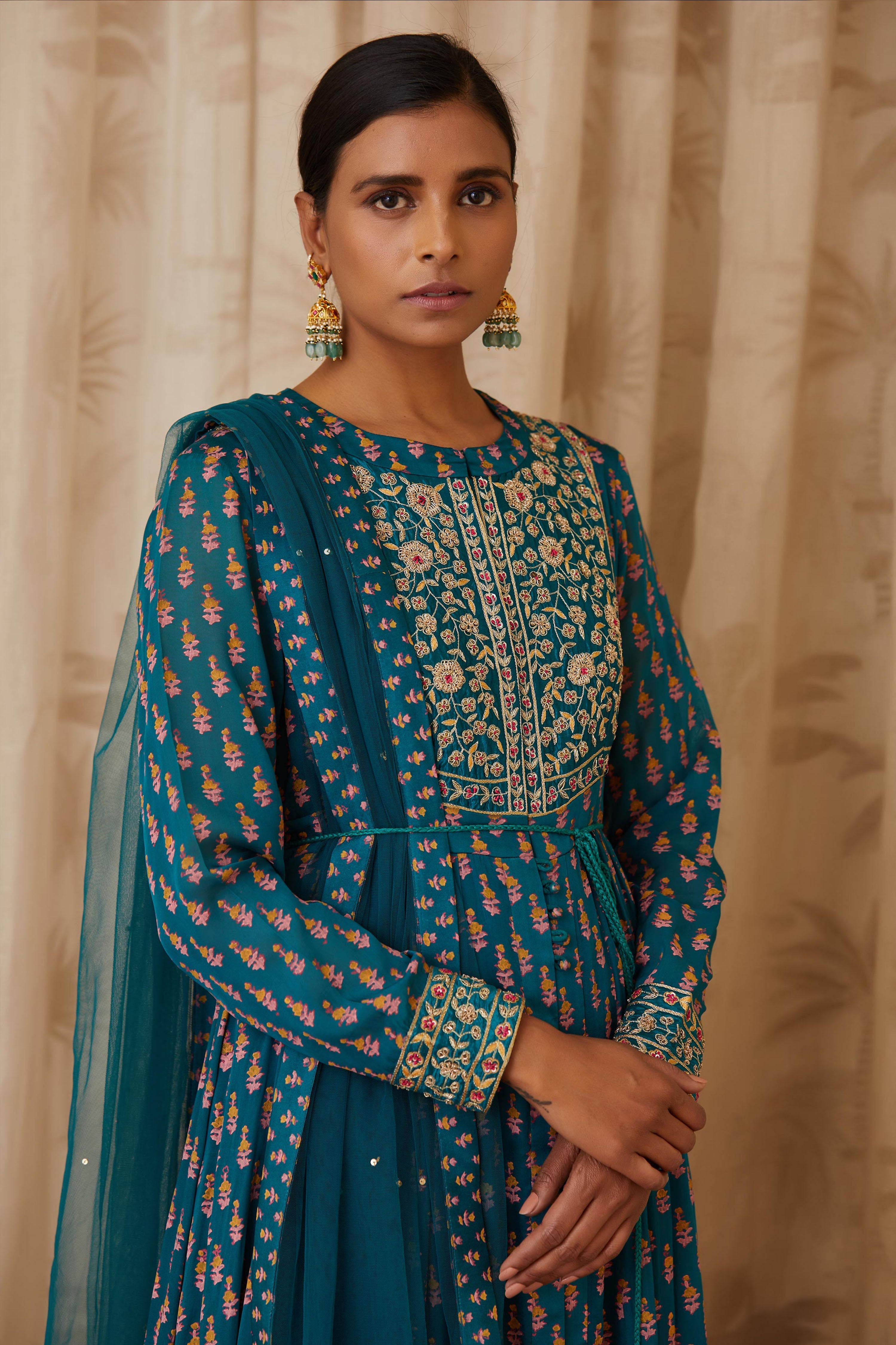 Teal Green Anarkali Set