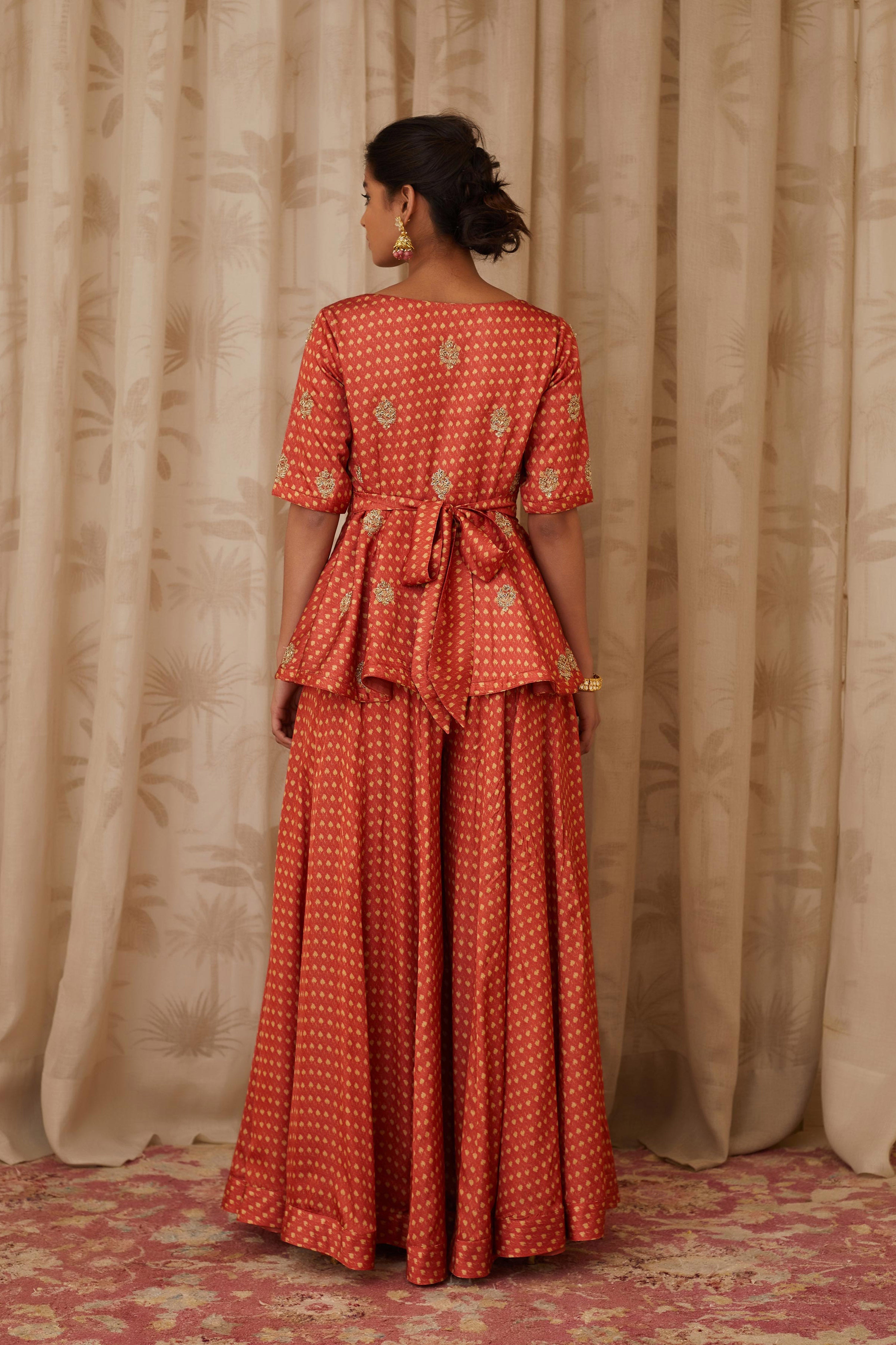 Rust Orange Top & Flared Trousers