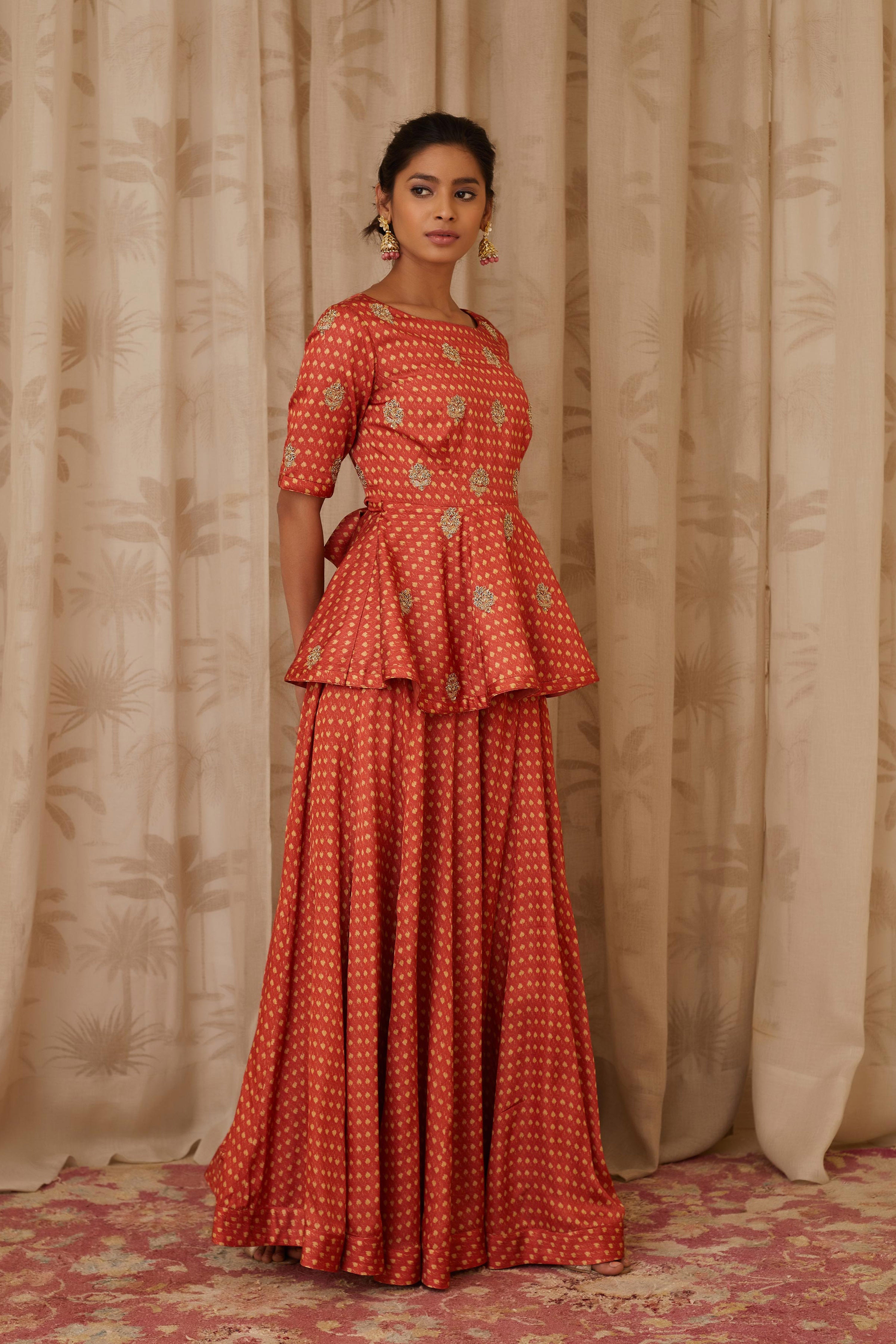 Rust Orange Top & Flared Trousers