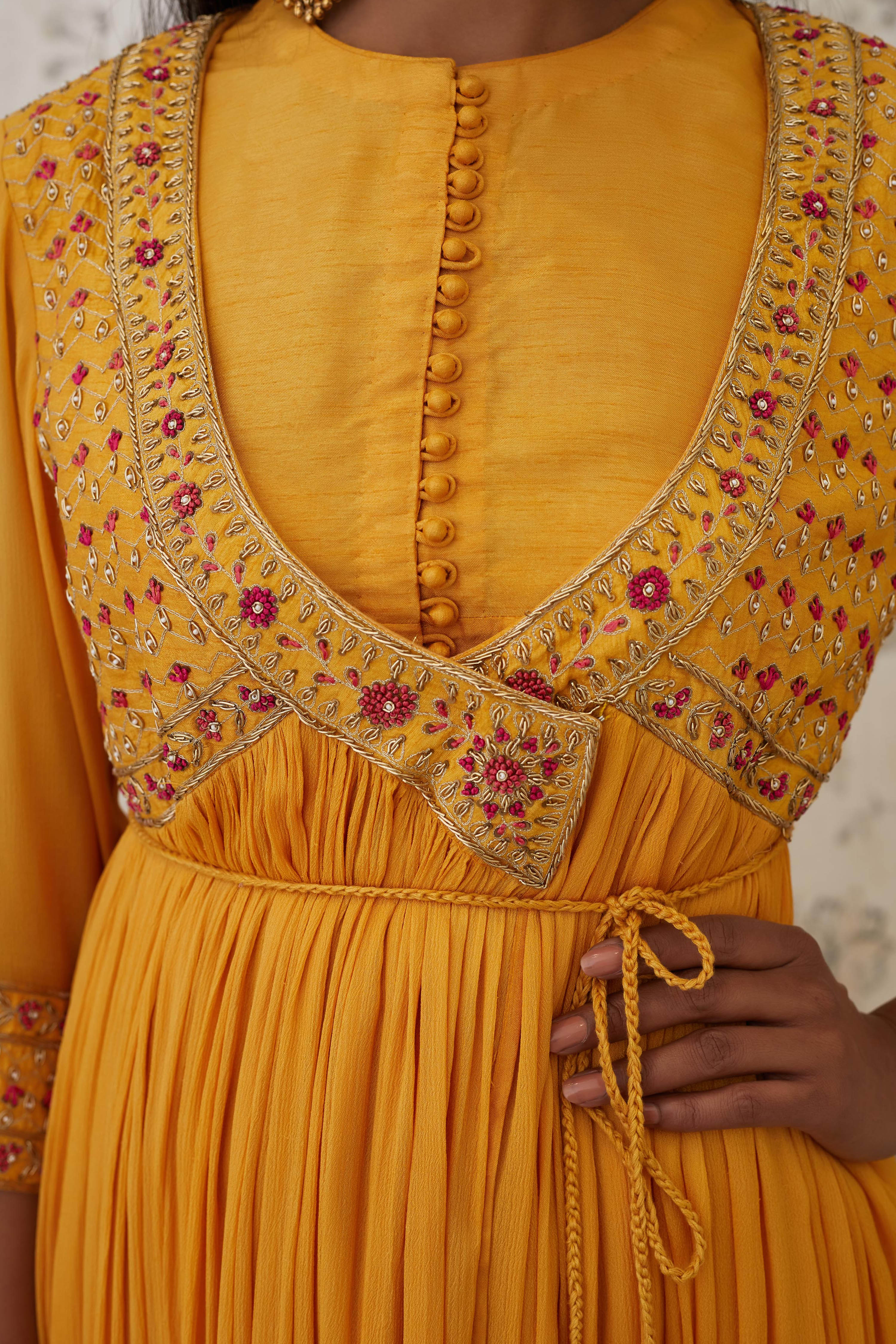 Mango Yellow Angrakha Set