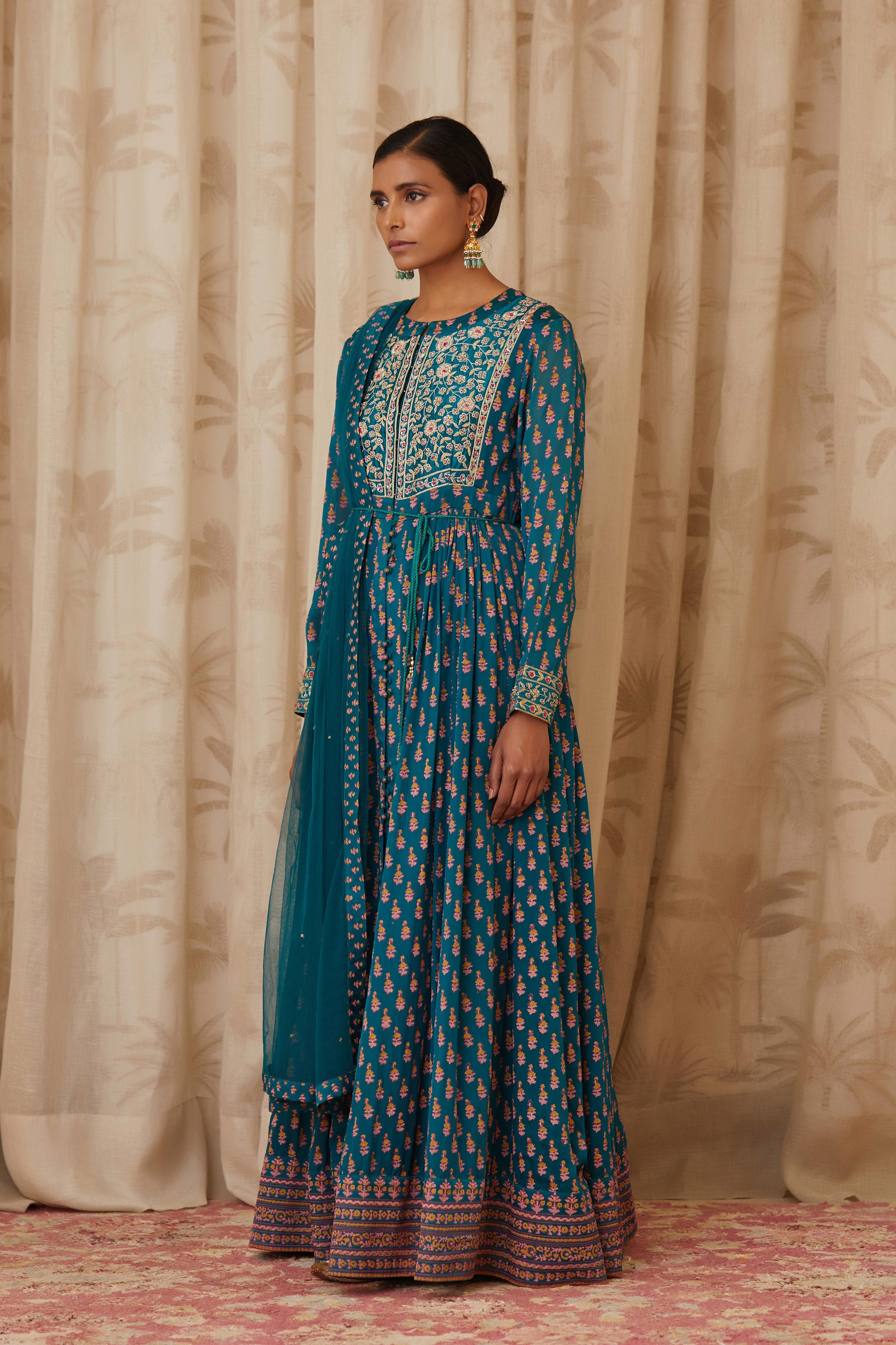 Teal Green Anarkali Set