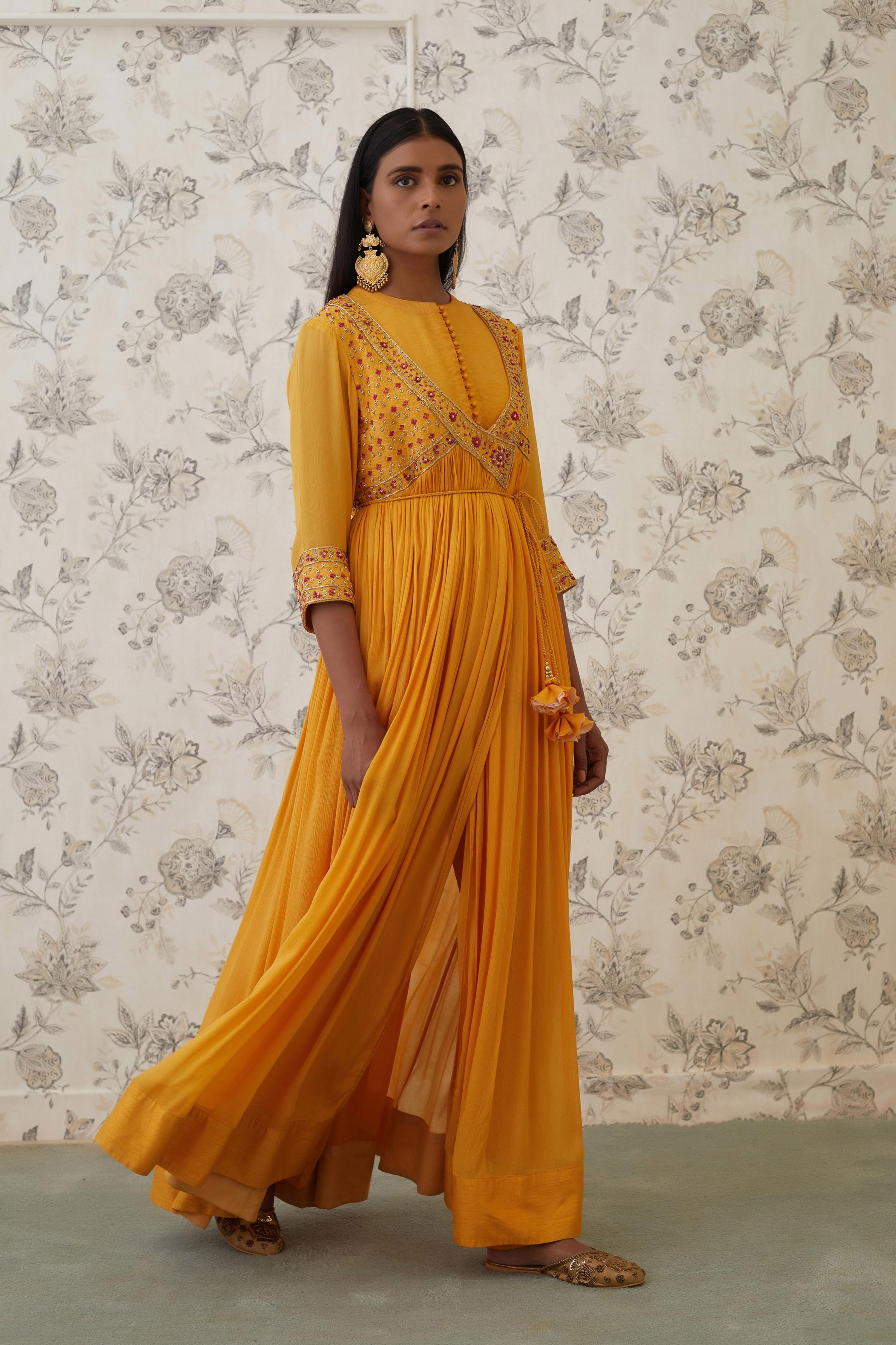 Mango Yellow Angrakha Set