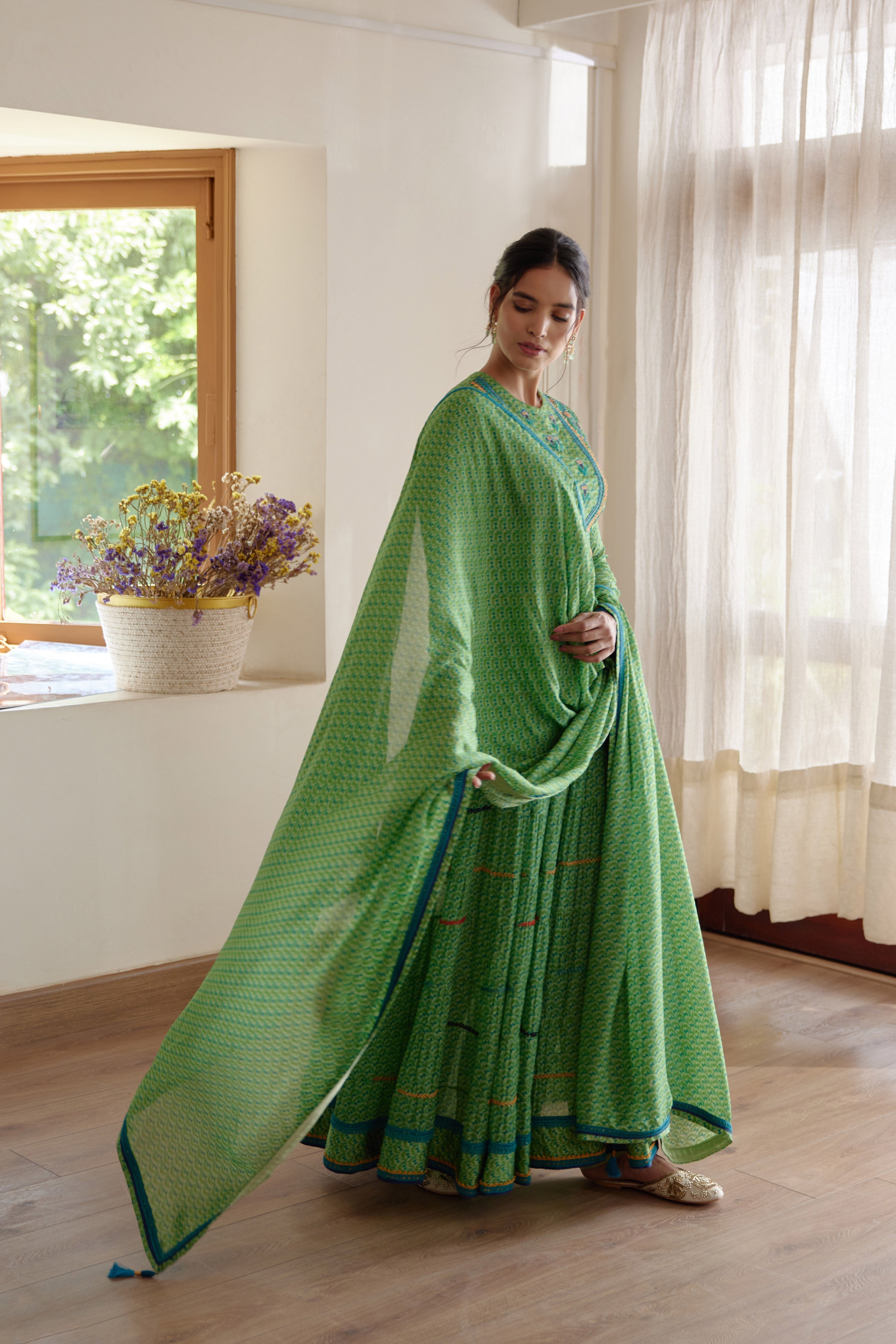 Green Anarkali Set