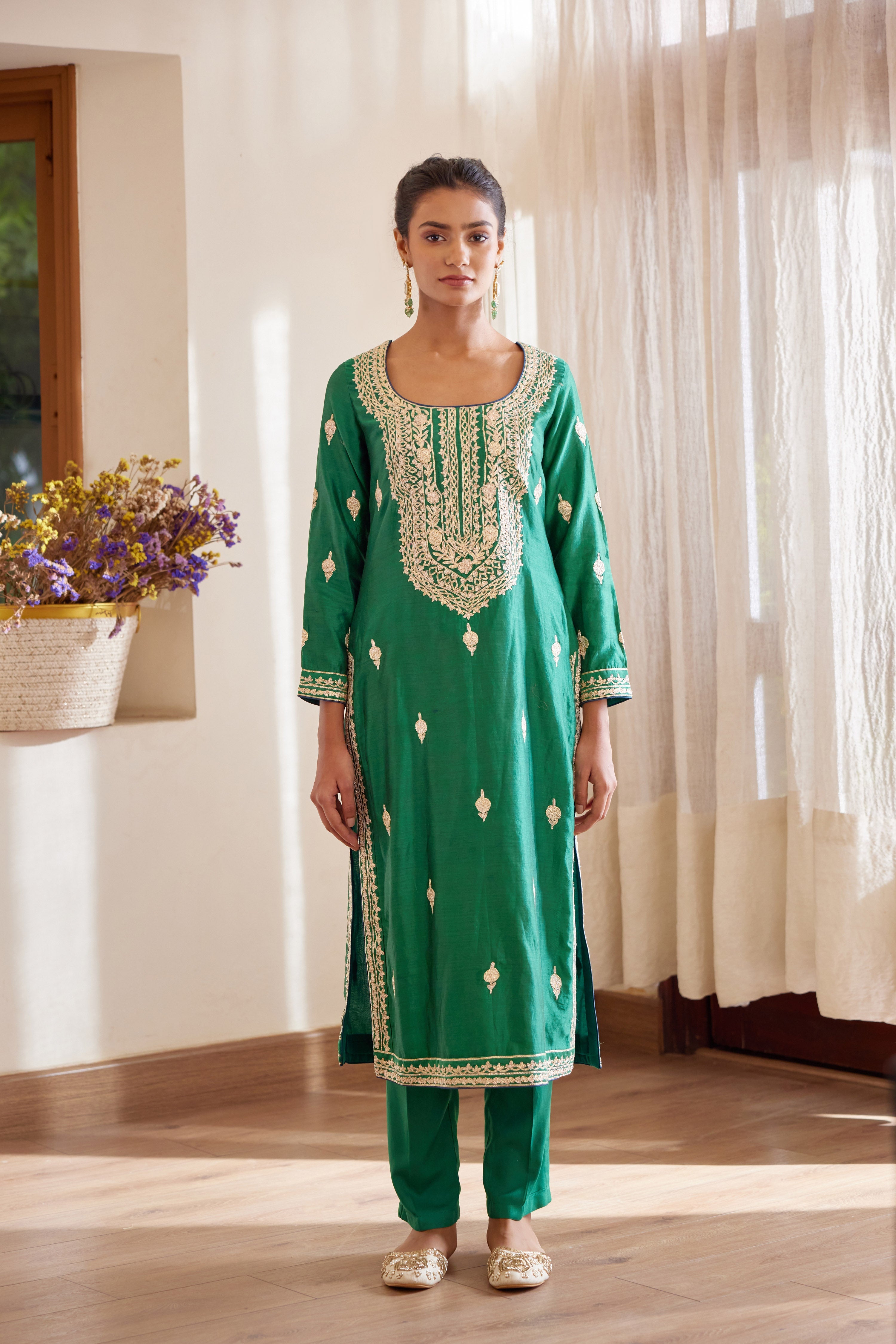 Bottle Green Kurta Set
