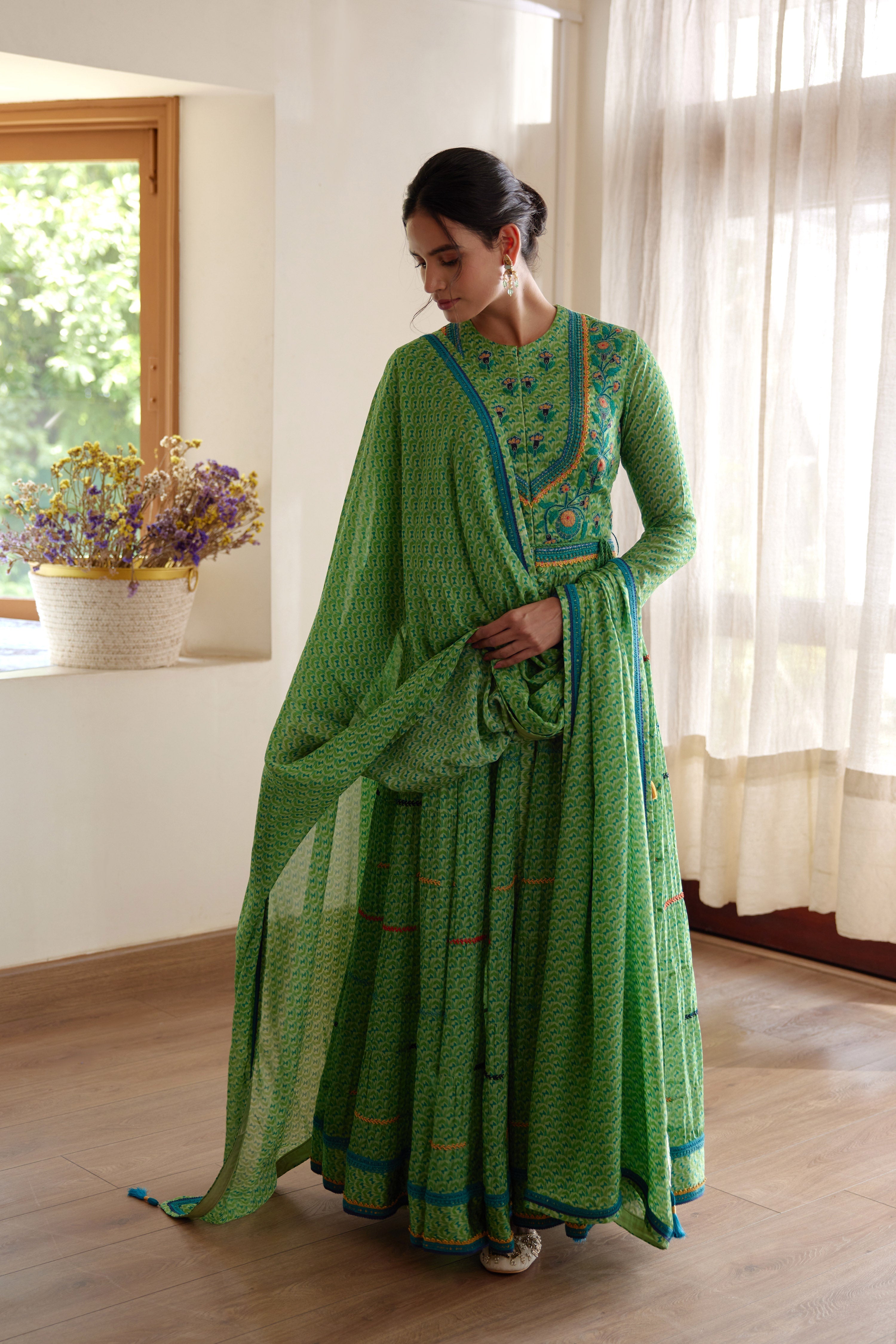 Green Anarkali Set