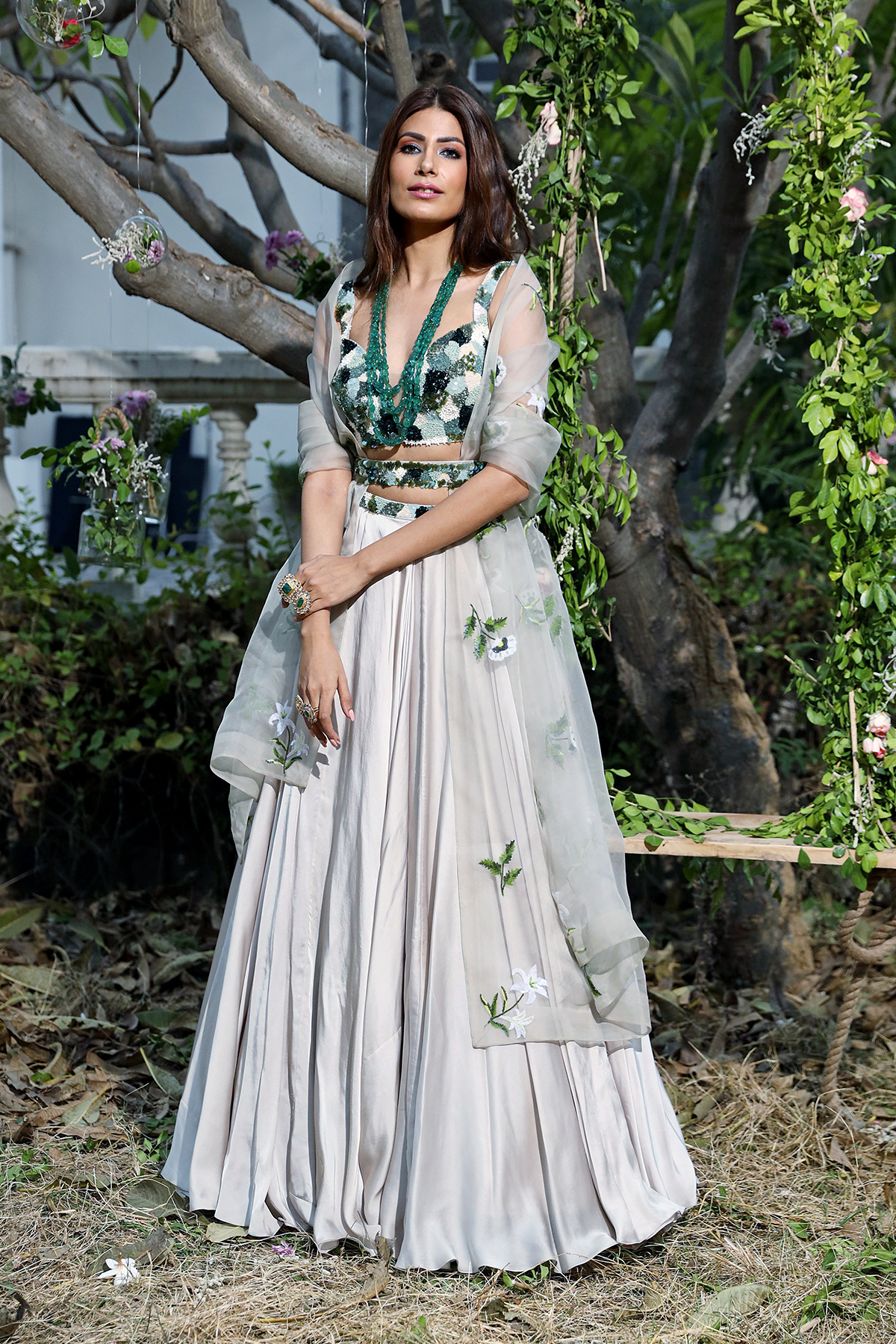 Jade Modal Satin Lehenga Set