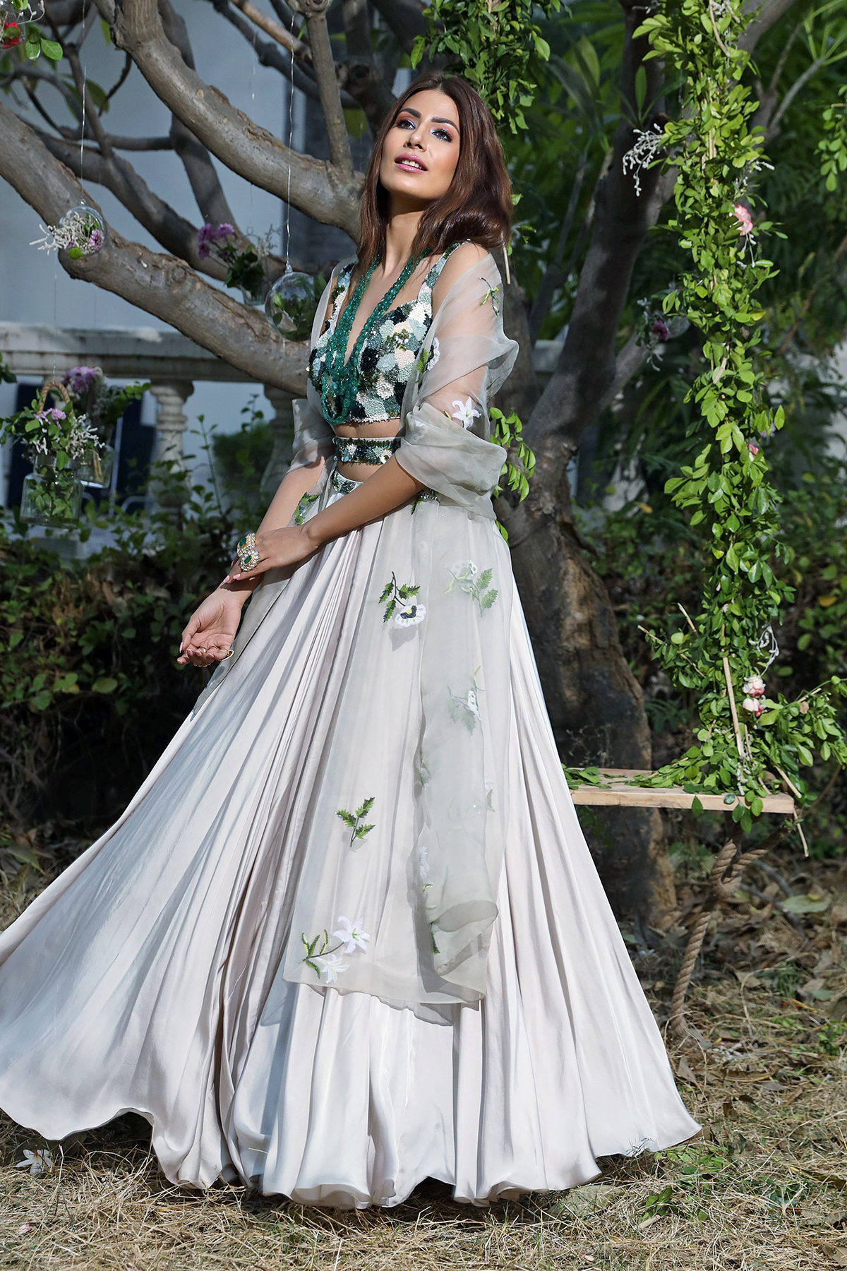 Jade Modal Satin Lehenga Set