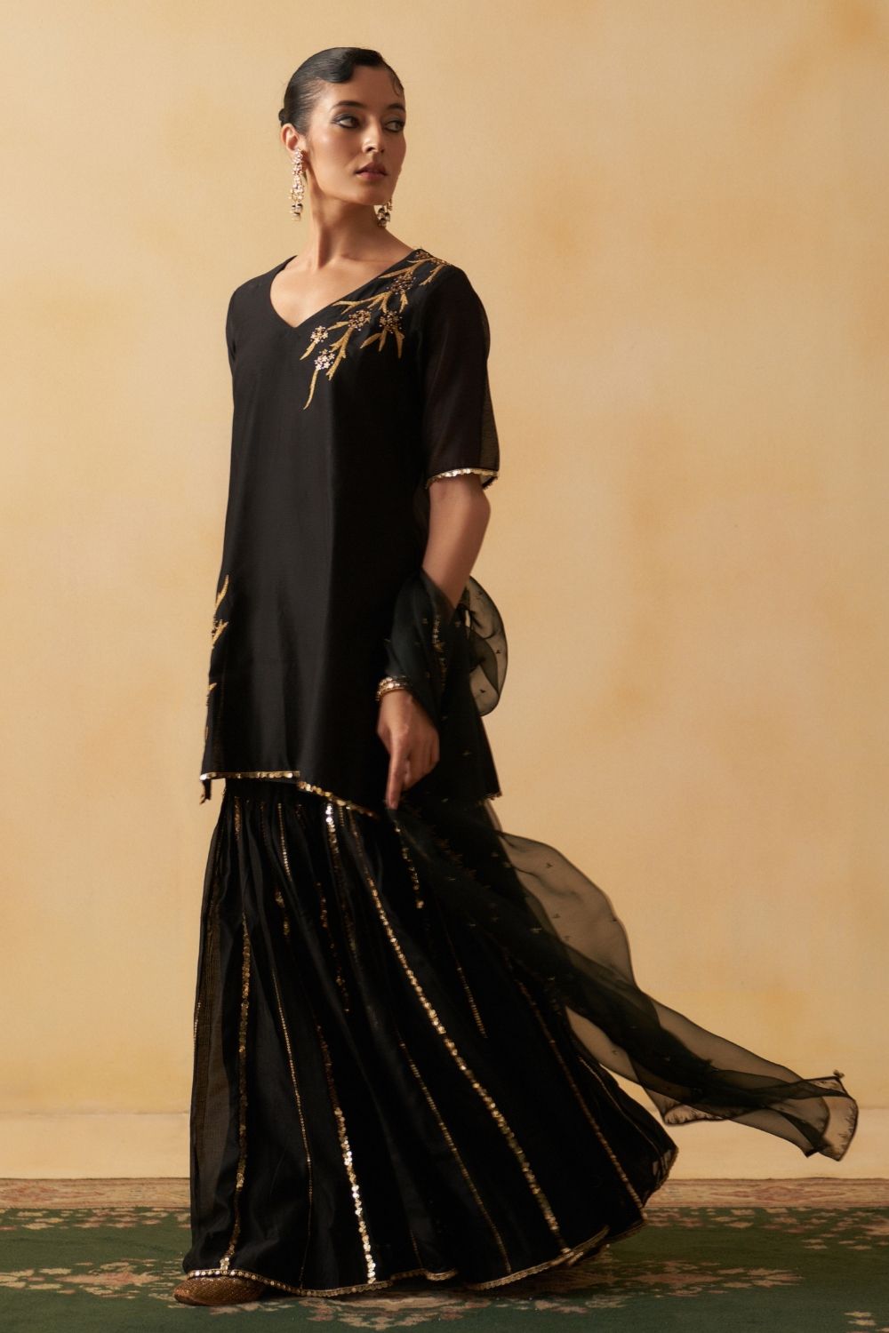 Black Gharara Set
