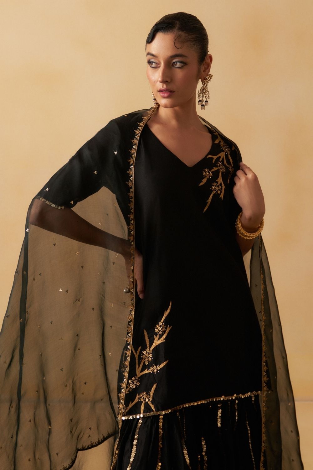 Black Gharara Set