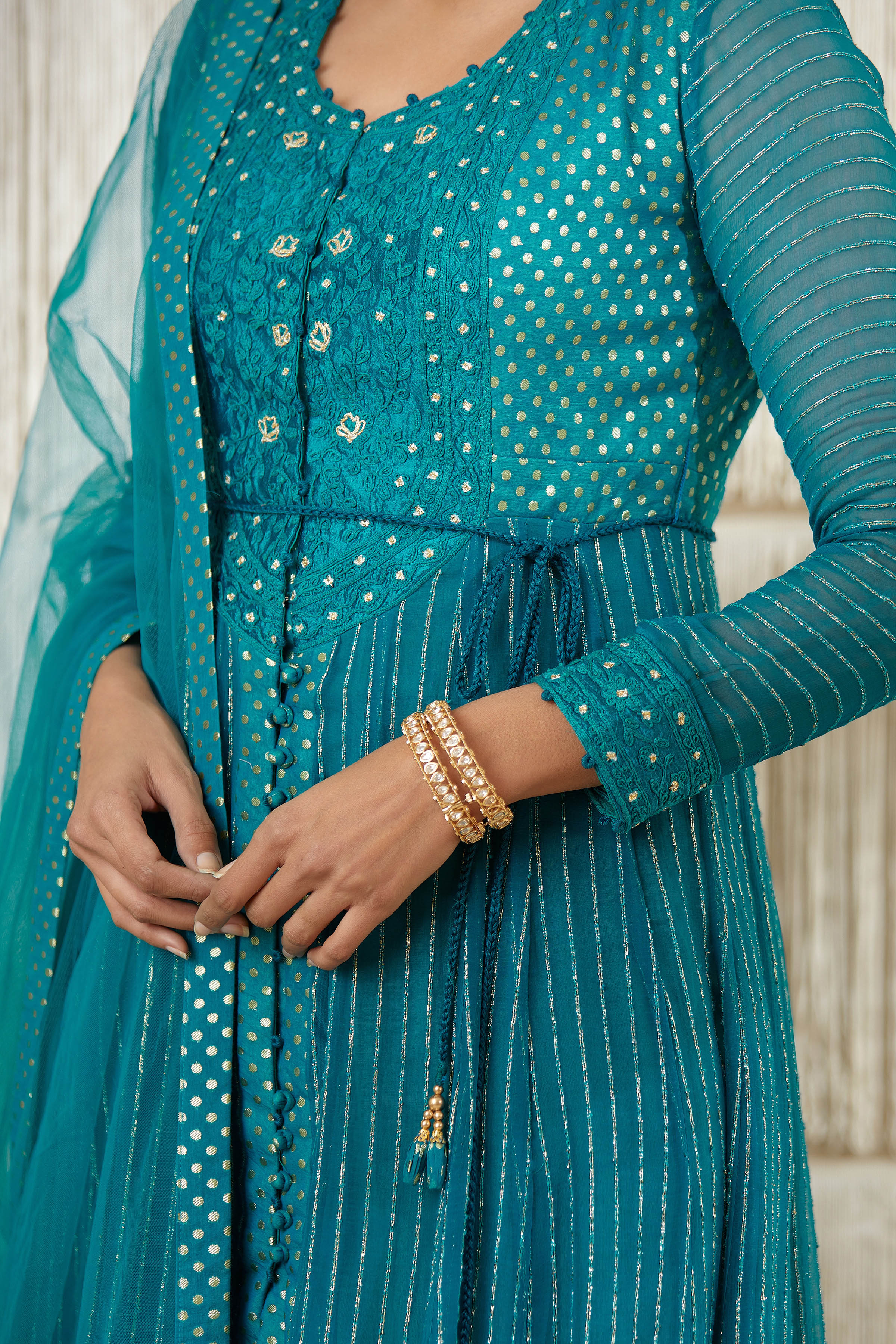 Teal Anarkali set