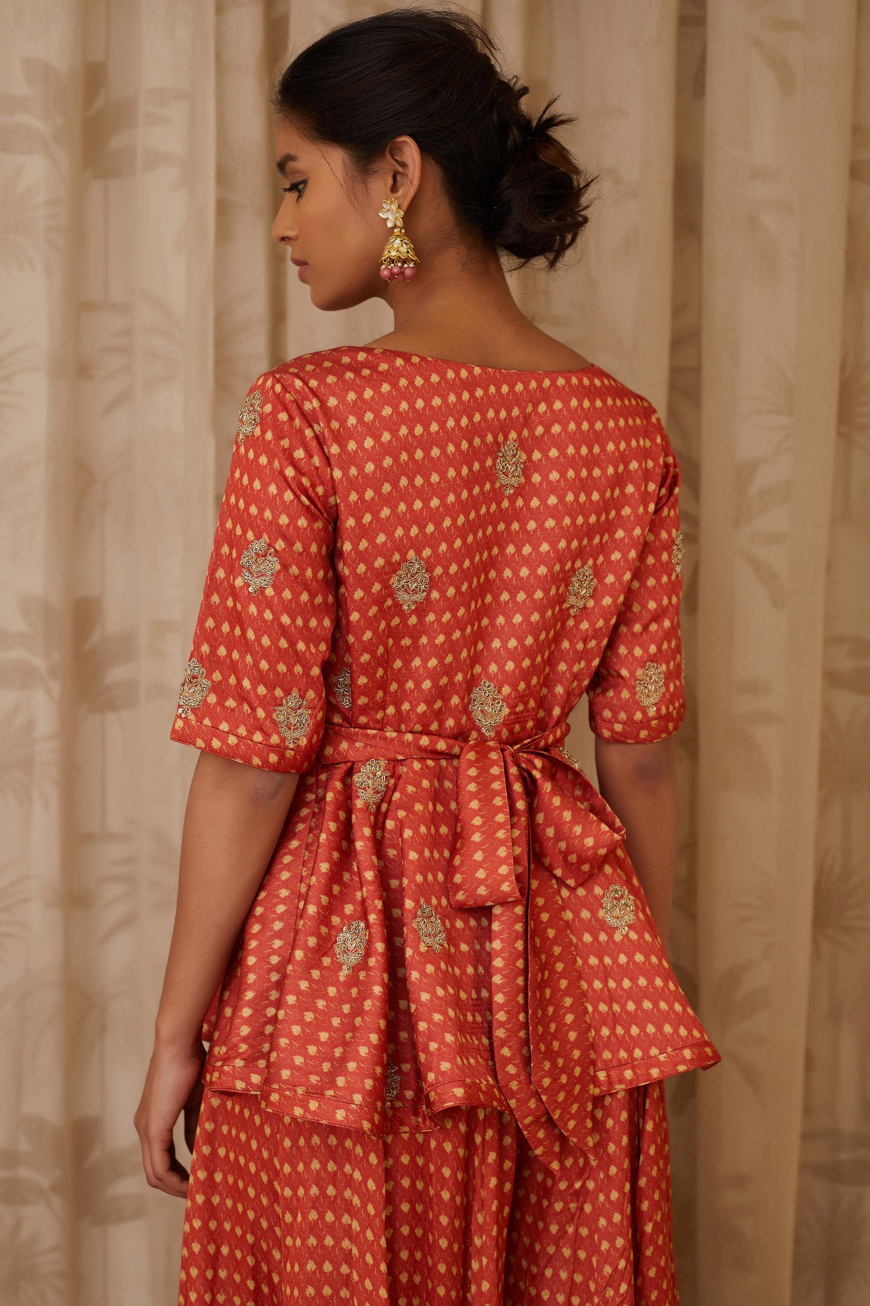 Rust Orange Top & Flared Trousers