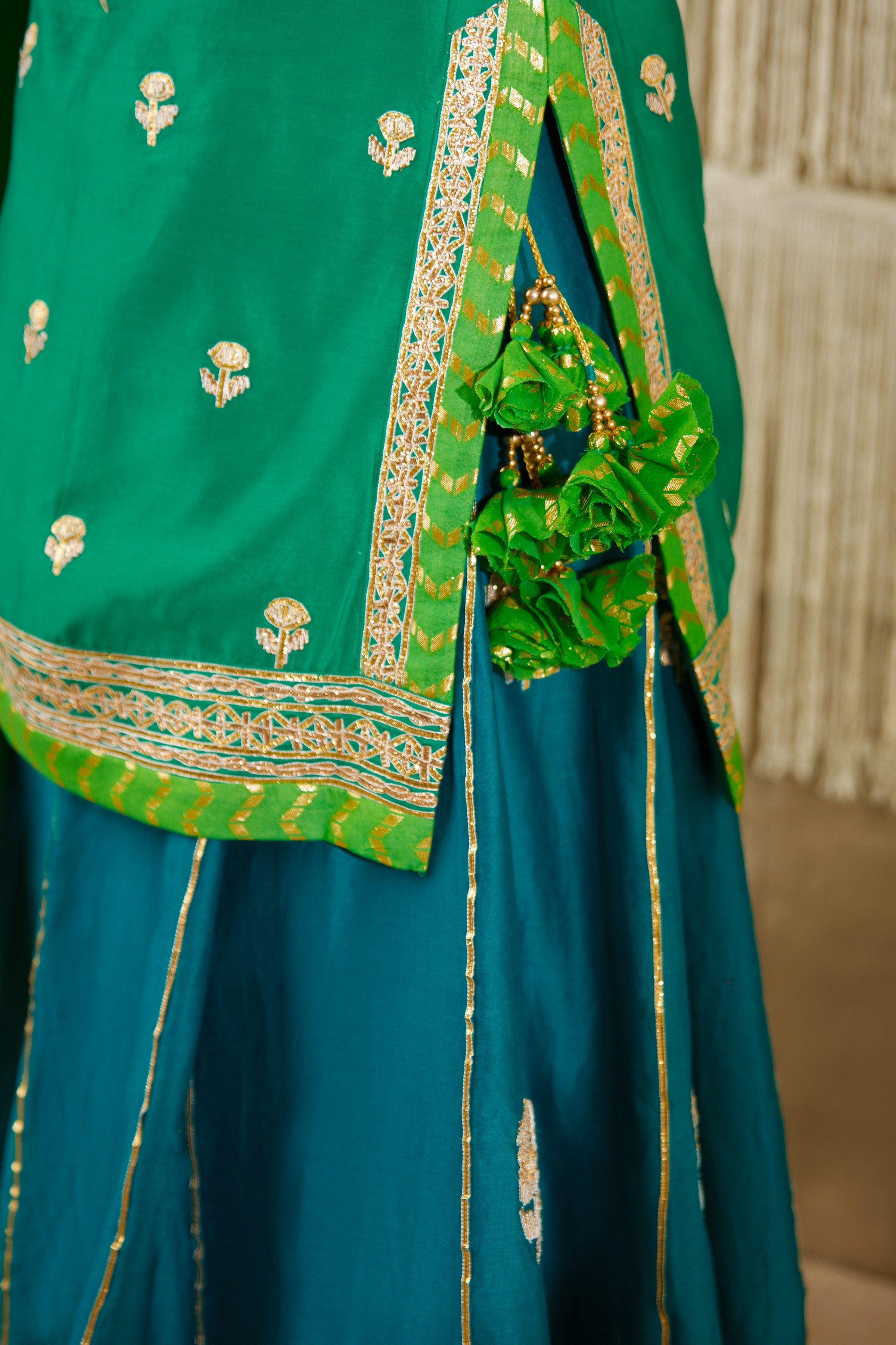 Teal Green Sharara set