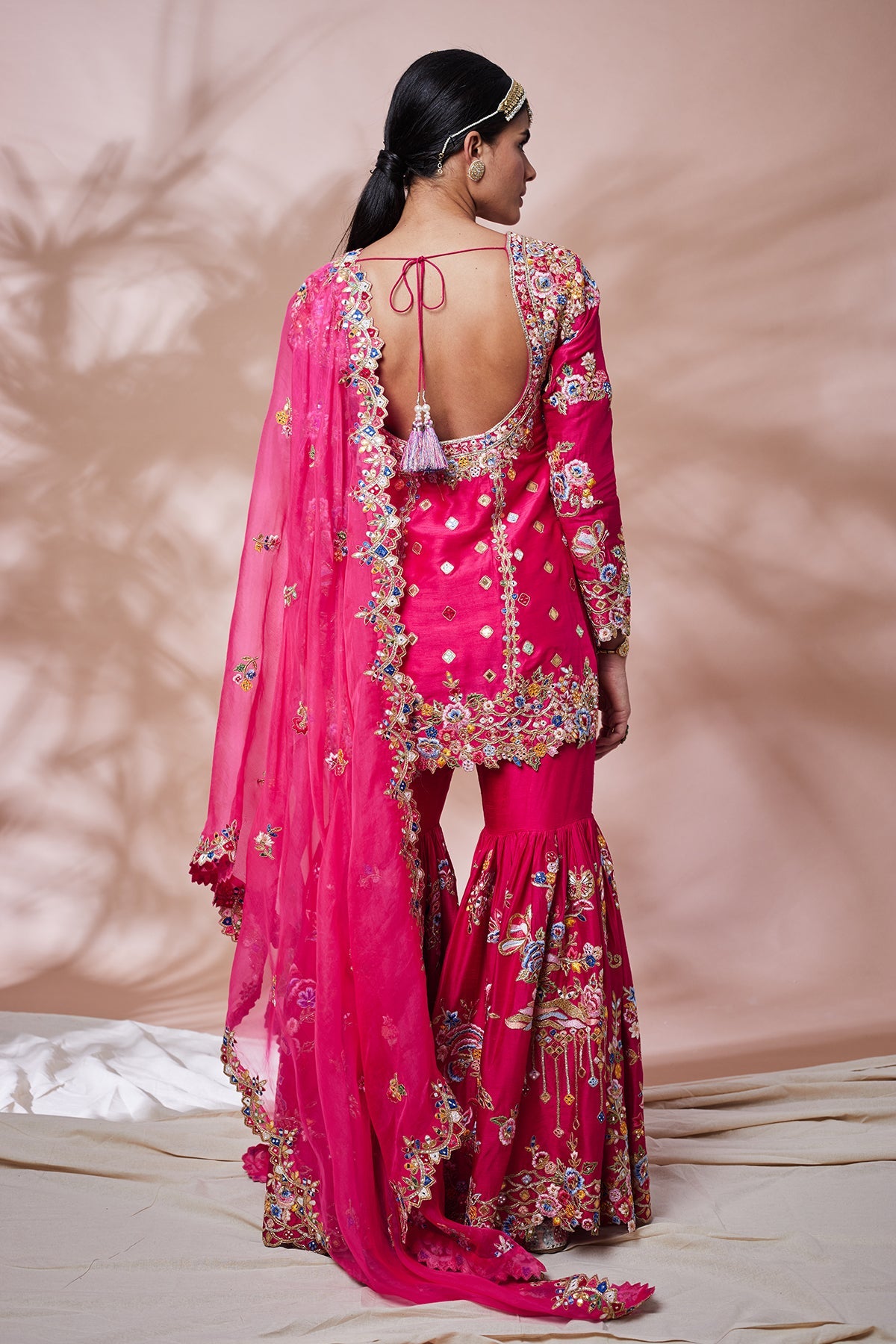 RANI PINK SILK BUTTERFLY GHARARA