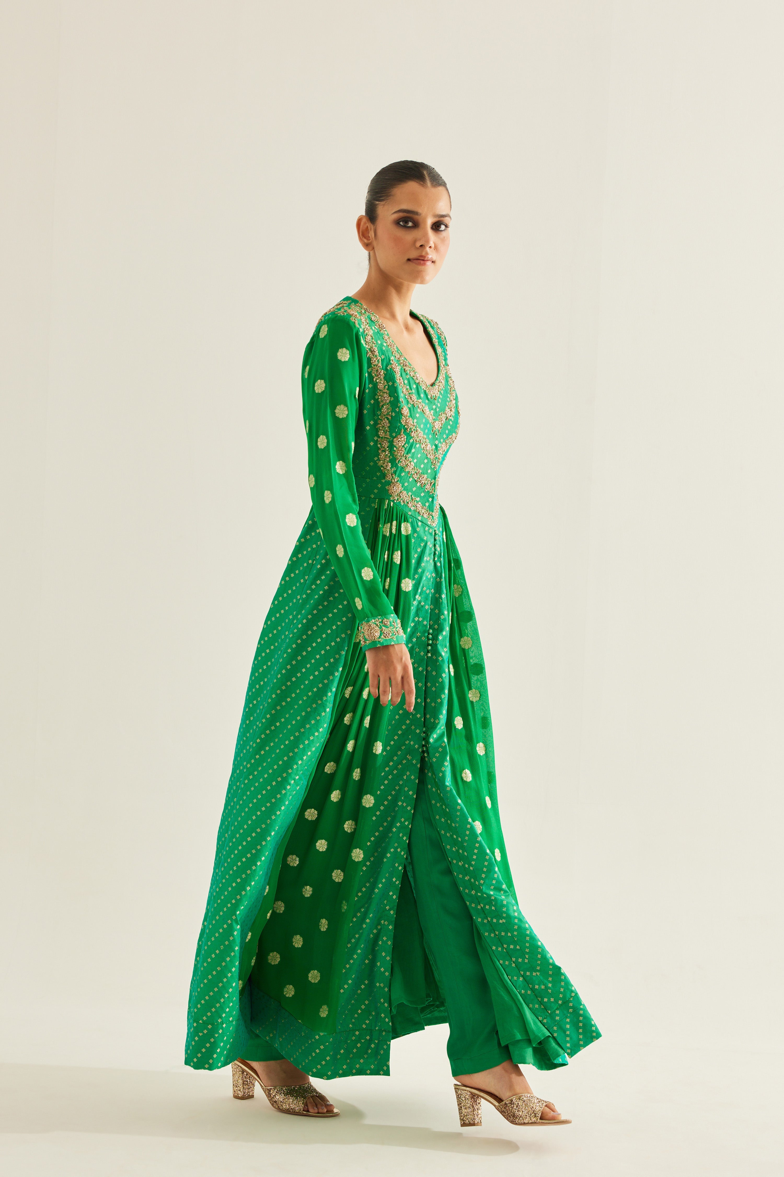 Emerald Green Anarkali Set