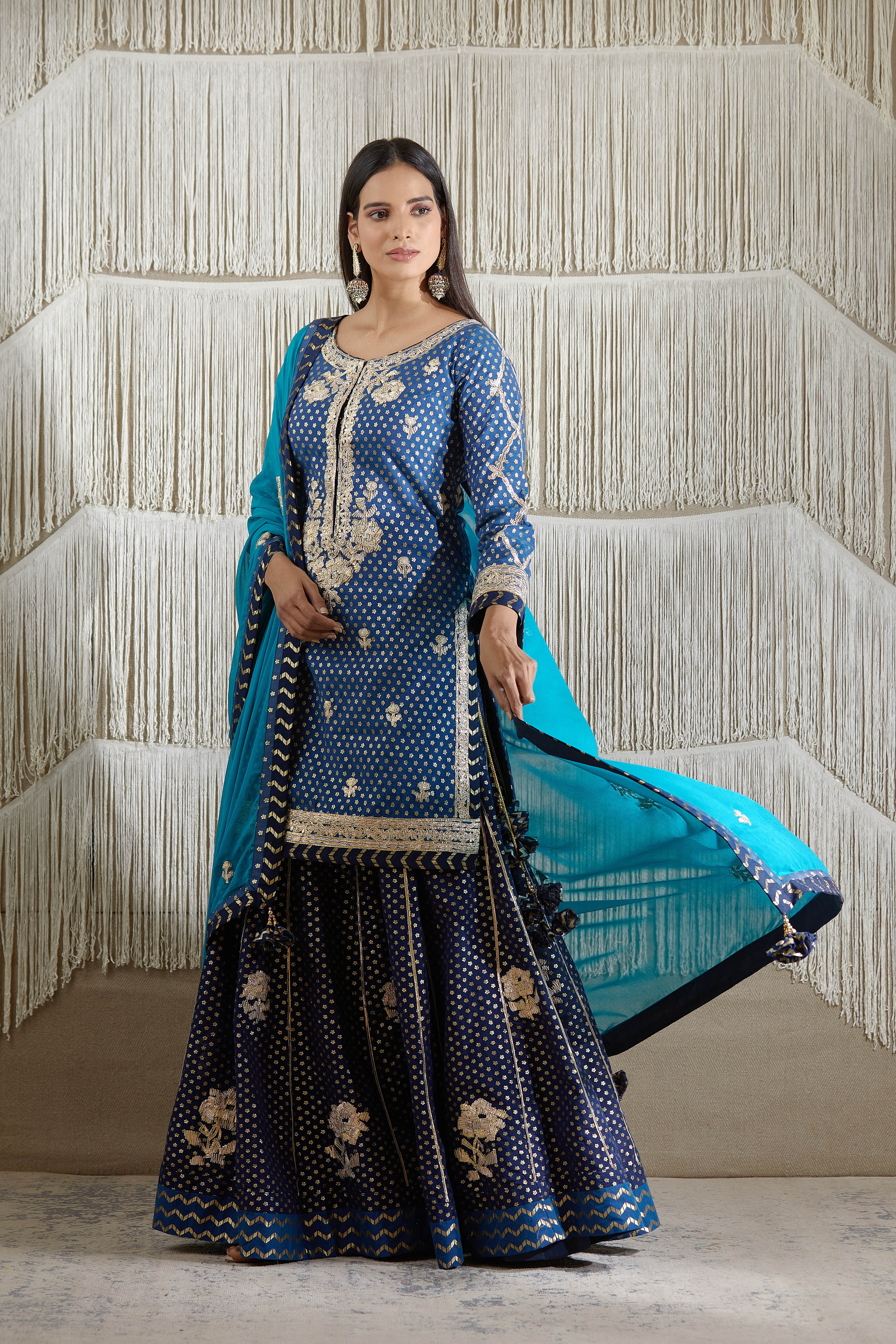Navy Blue Sharara set