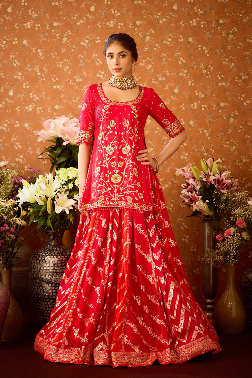 Raspberry Red Lehenga Set