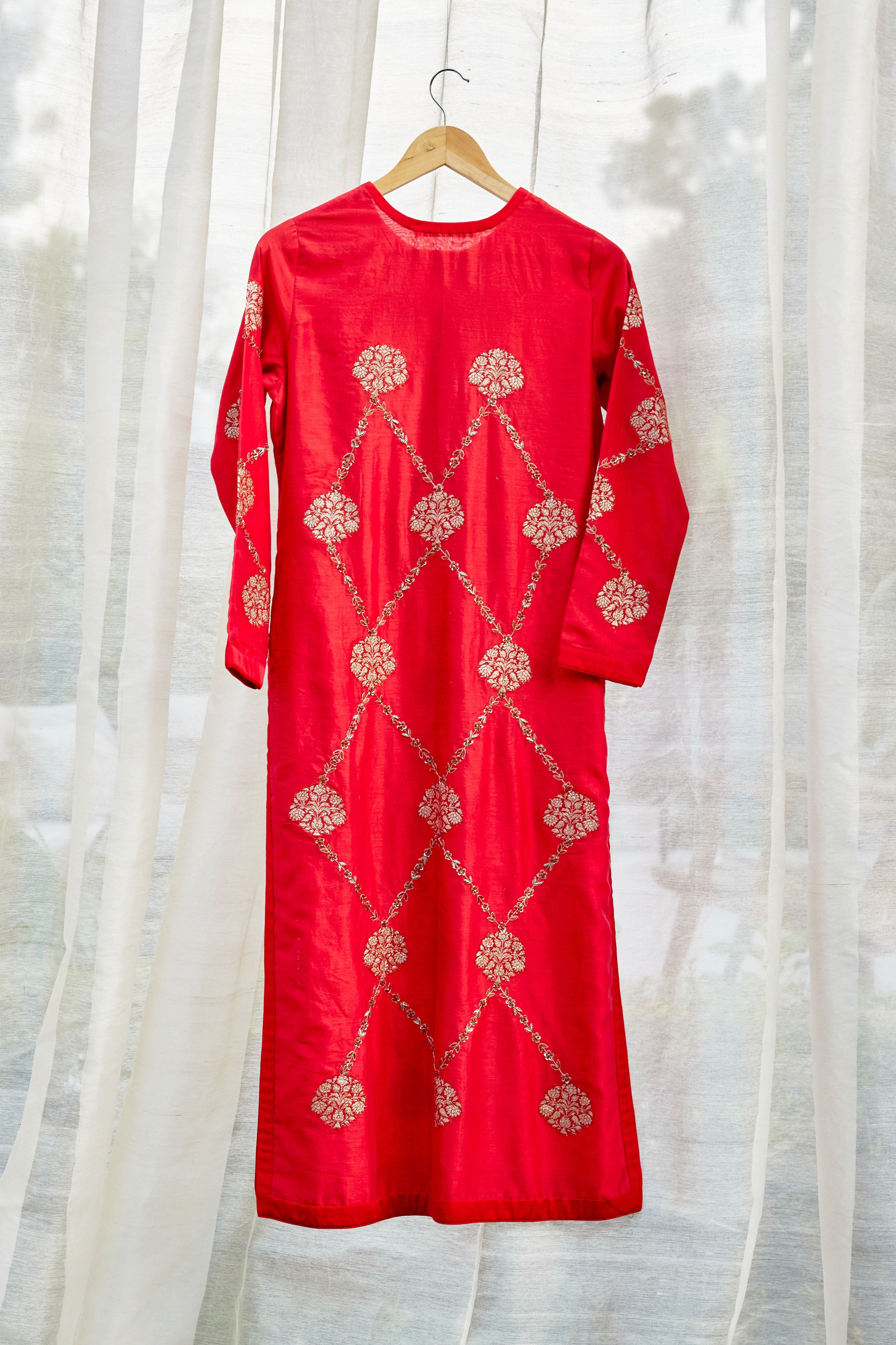 Red Maroon Kurta Set