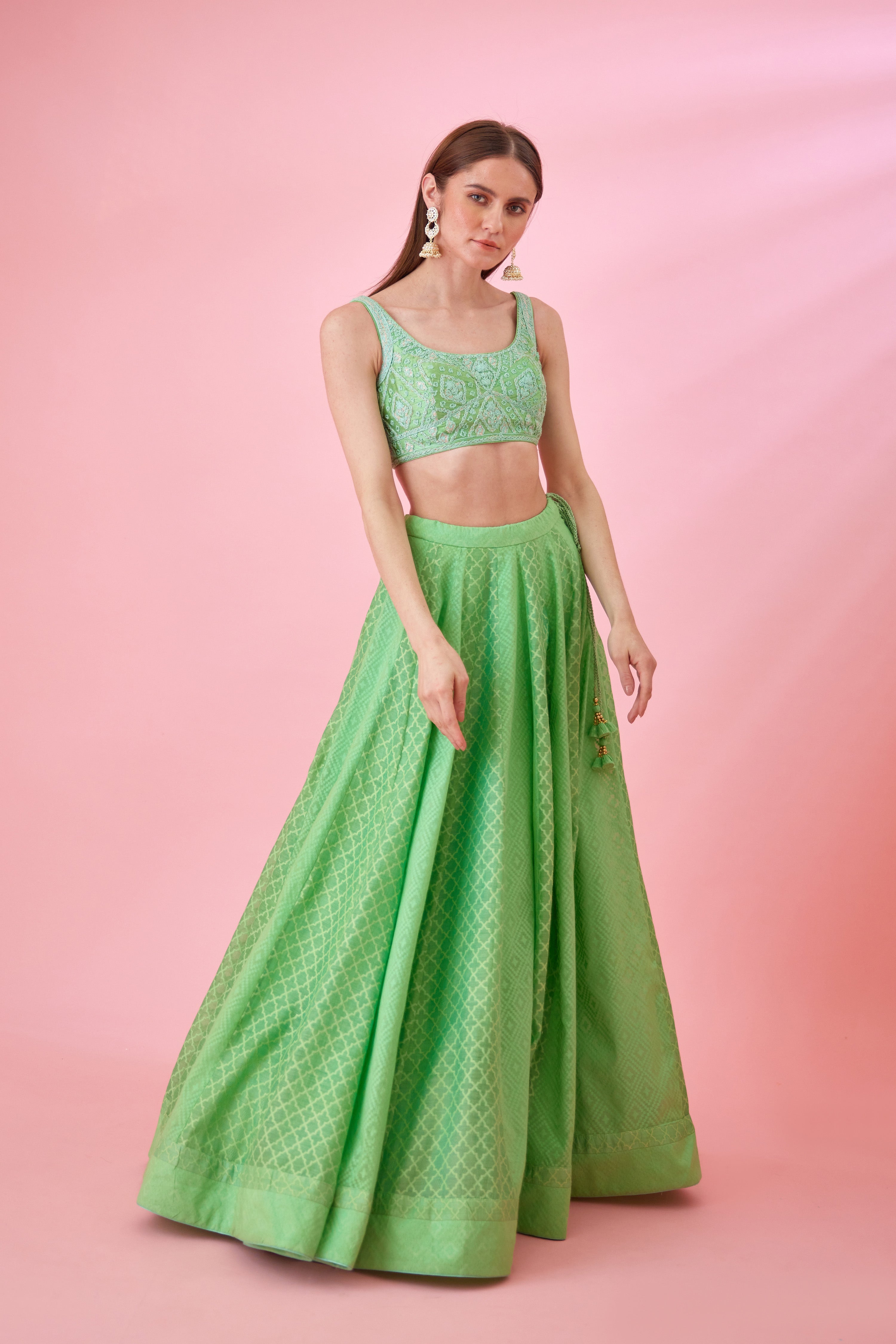 Irish Green Lehenga Set