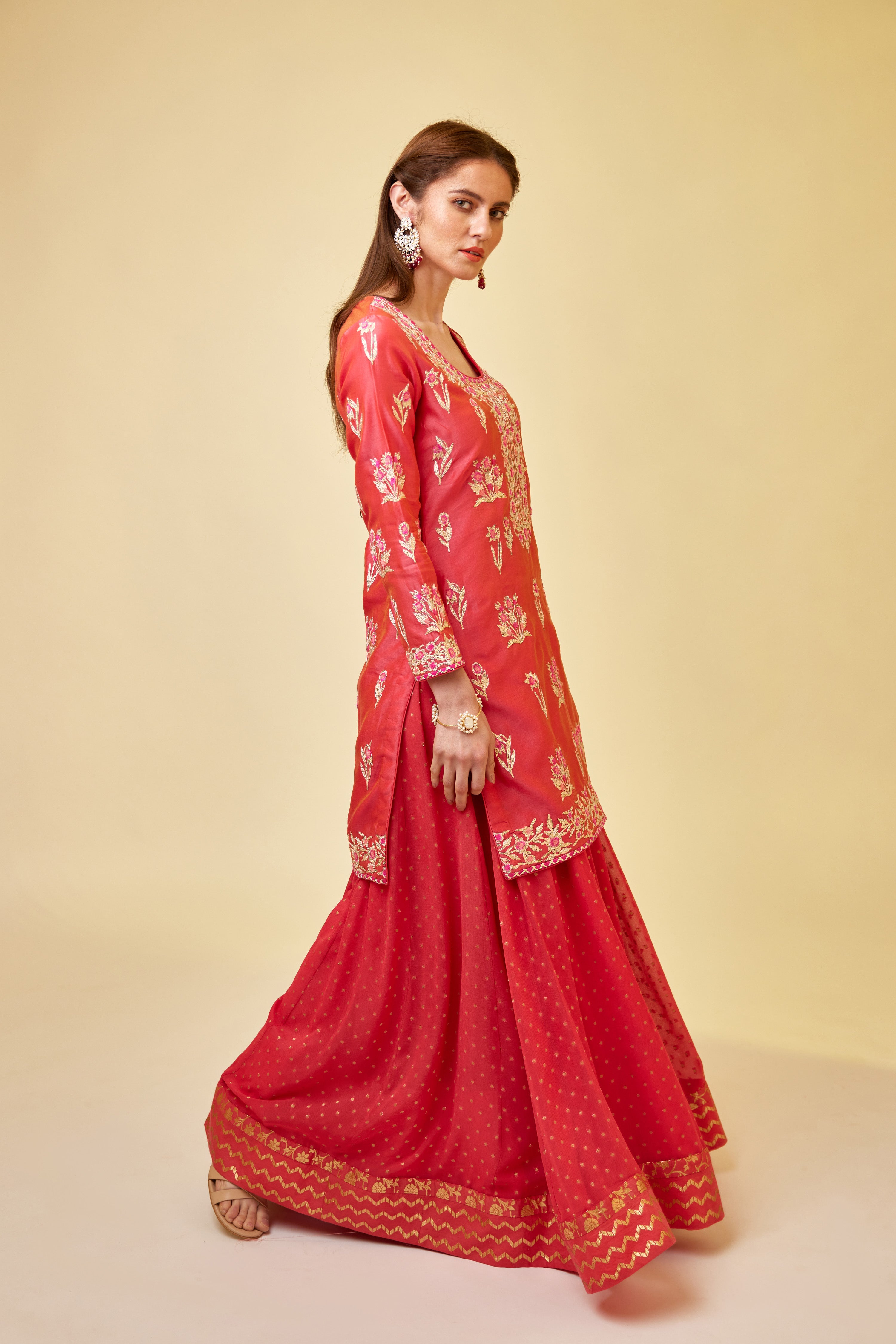 Scarlet Red Skirt Set