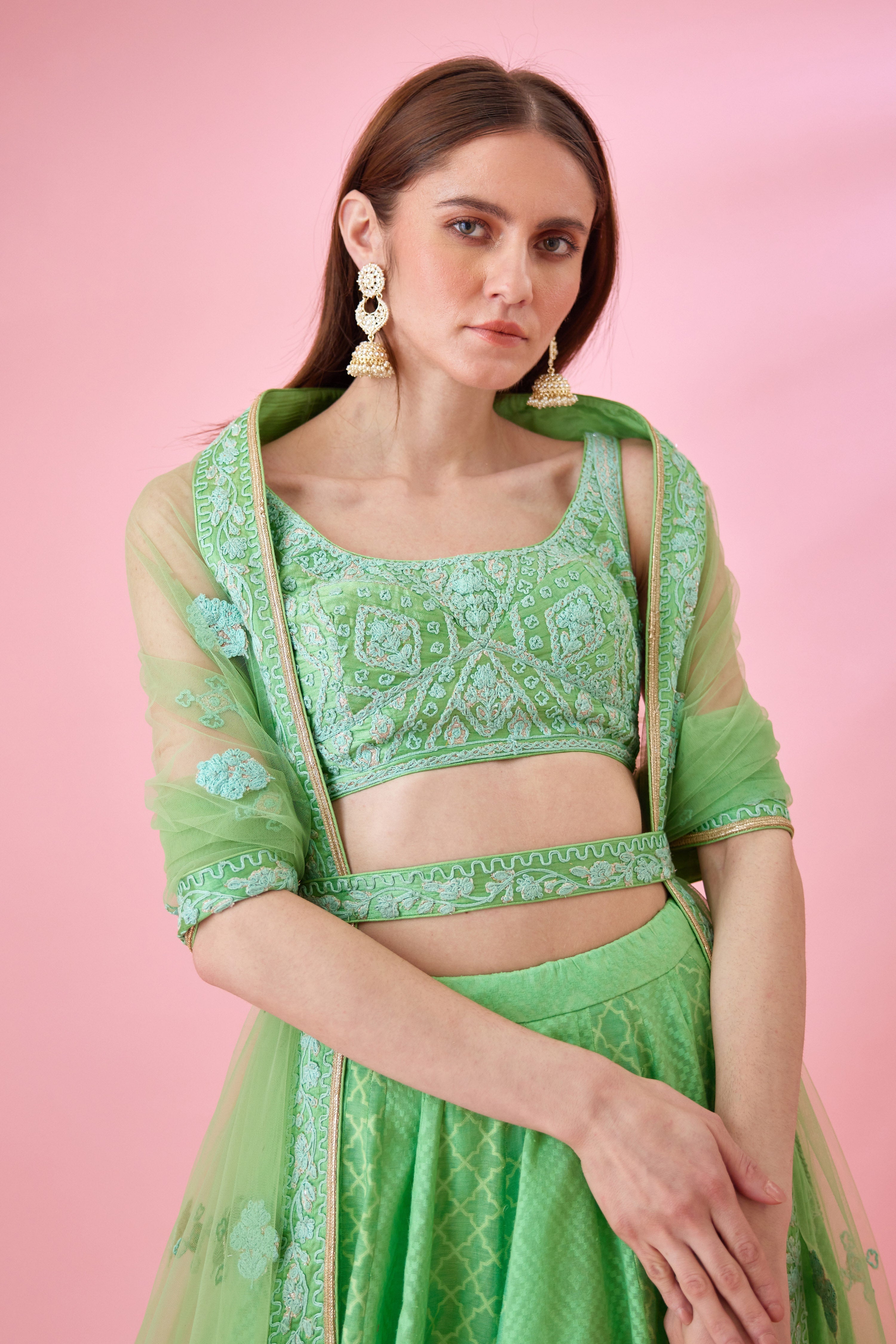 Irish Green Lehenga Set