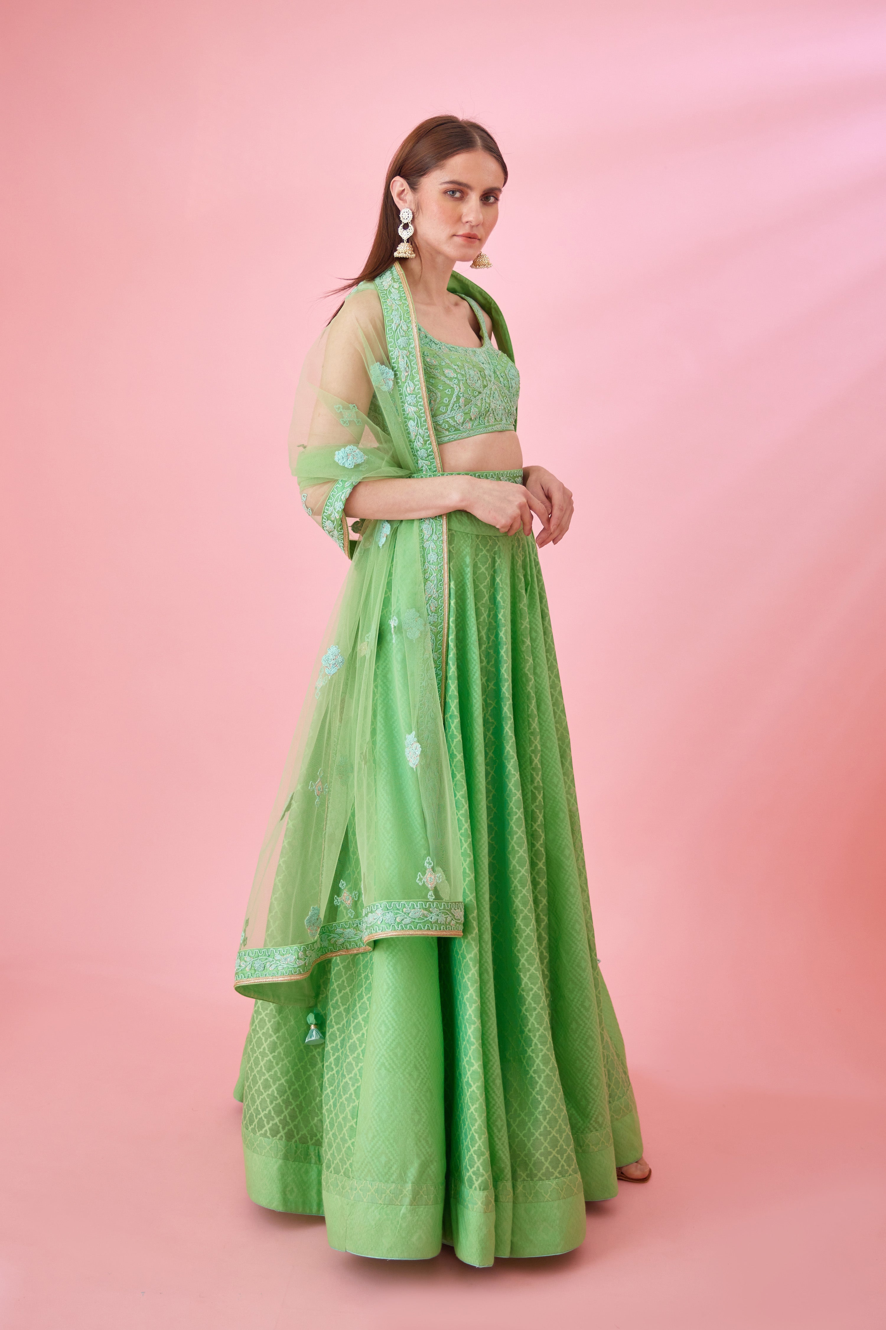 Irish Green Lehenga Set