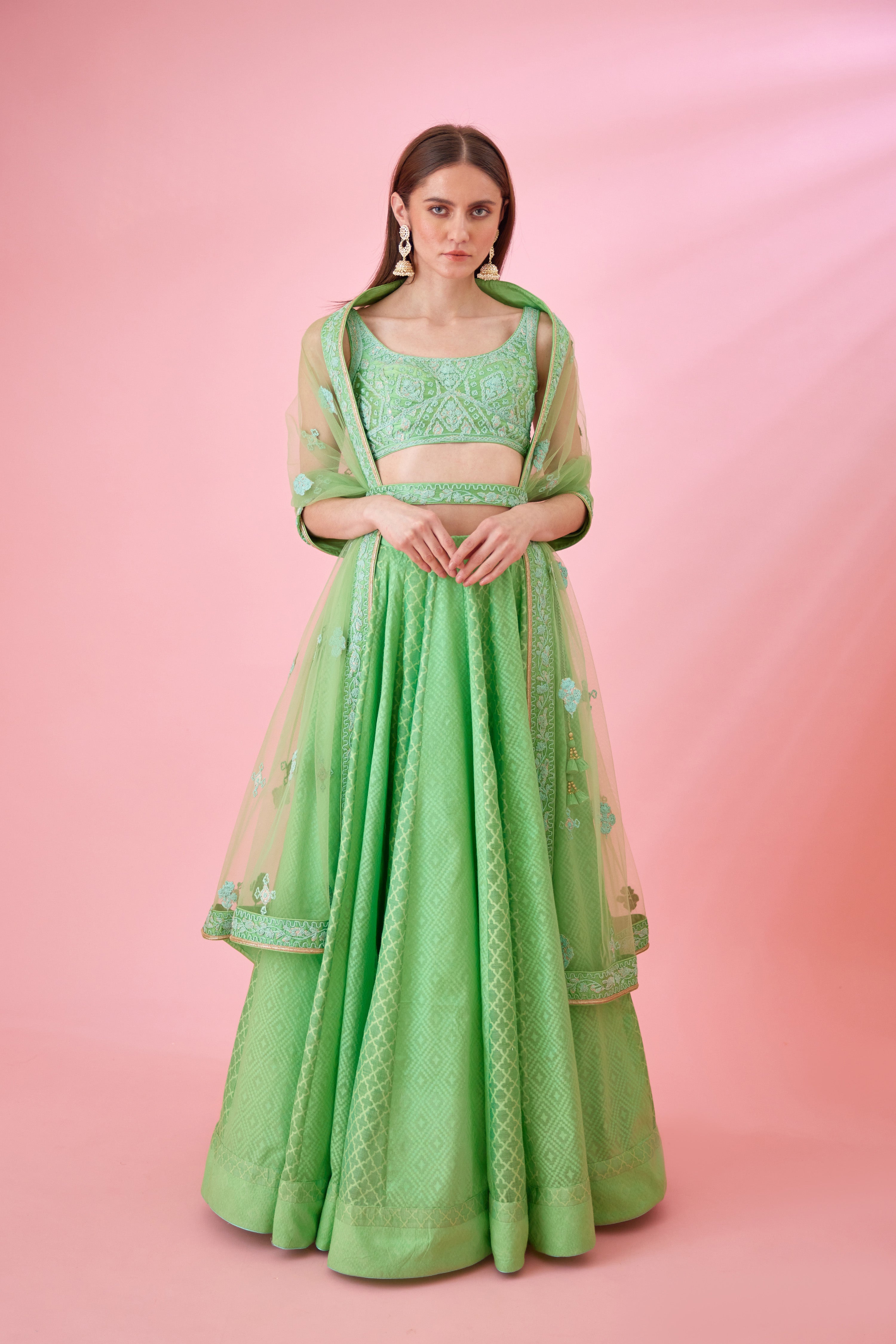 Irish Green Lehenga Set