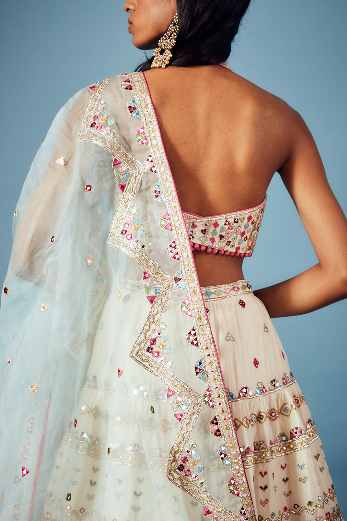 Ivory Tiered Lehenga Set