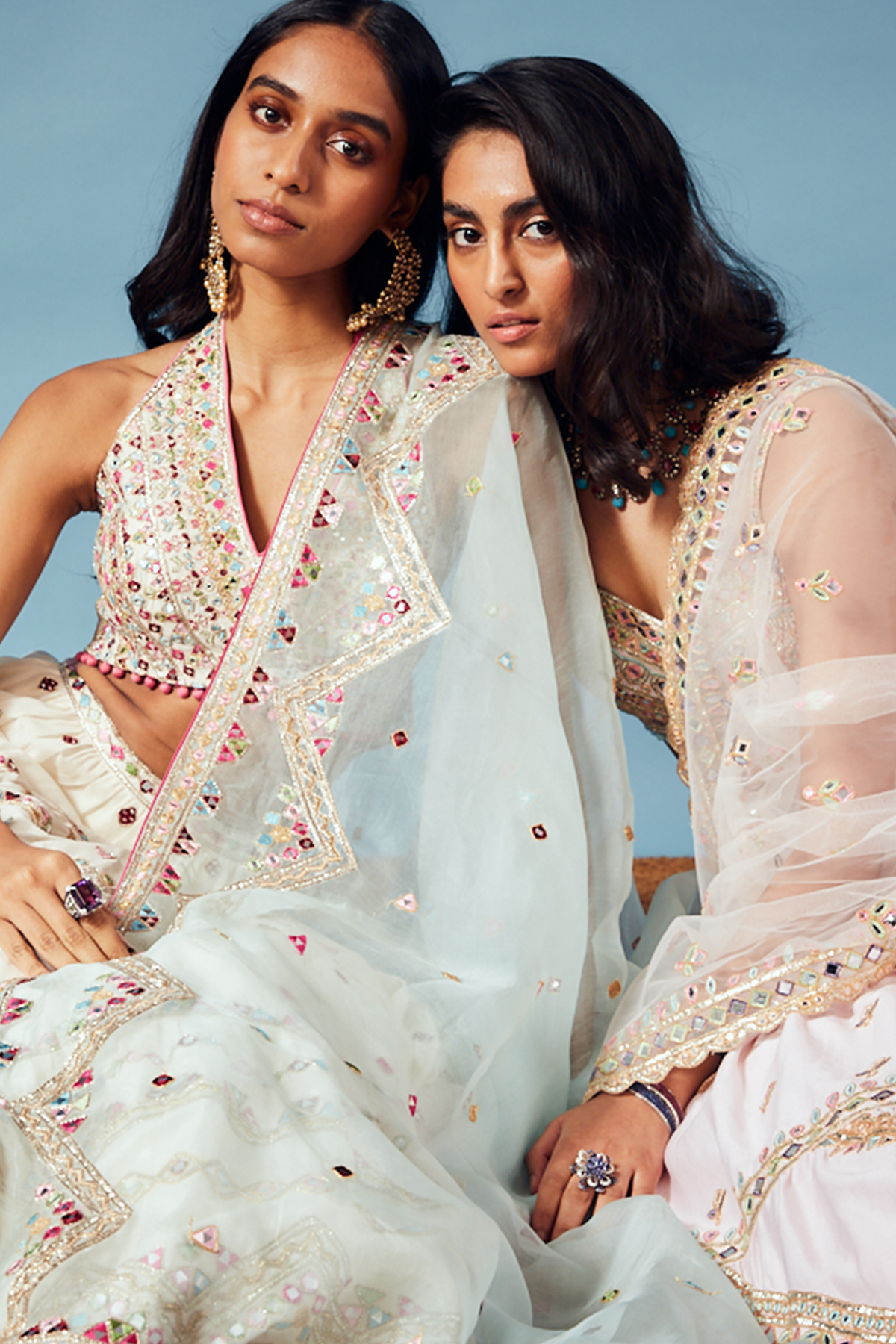 Ivory Tiered Lehenga Set