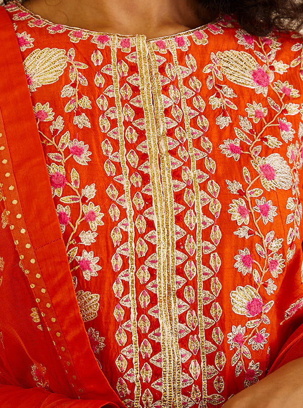 Burnt Orange Anarkali Set