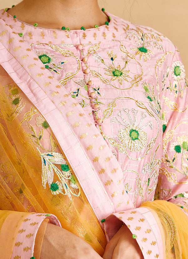 Pink Kurta & Skirt Set