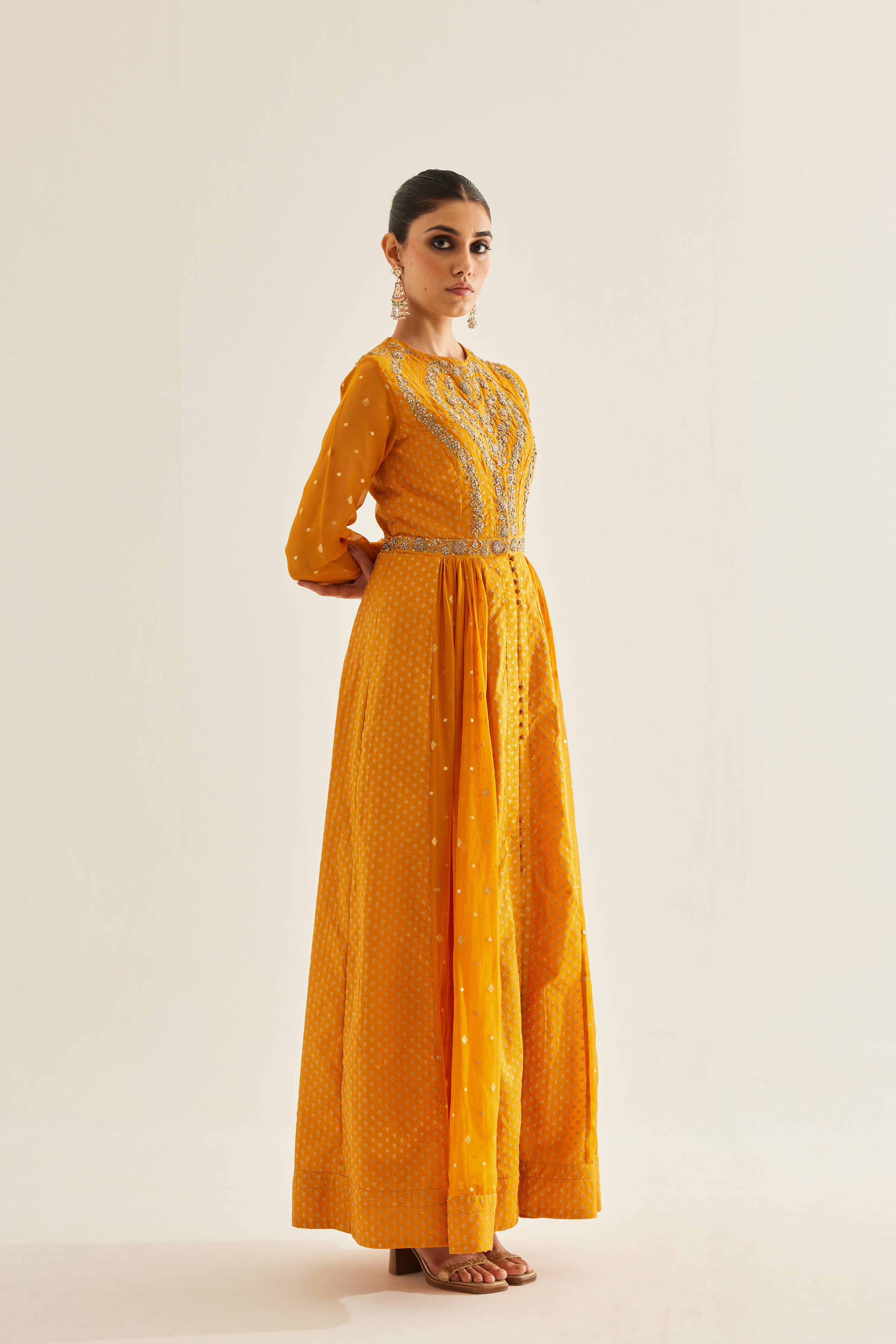 Mustard Anarkali Set