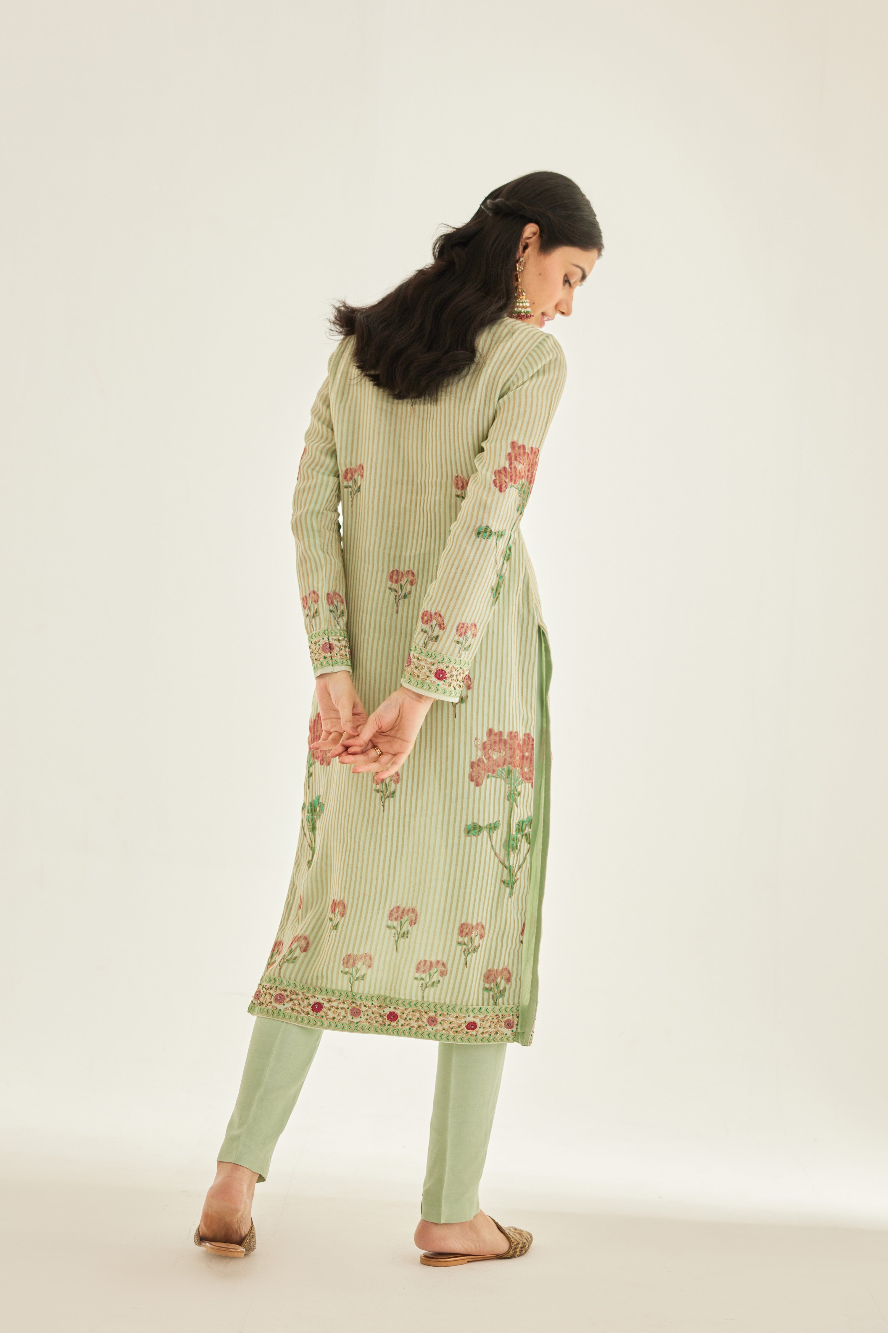 Smoke Green Kurta Set