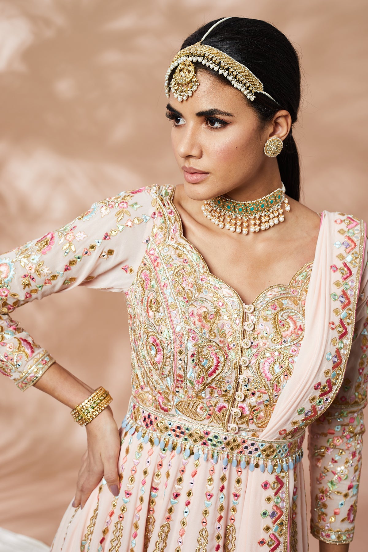 Peach Georgette Anarkali