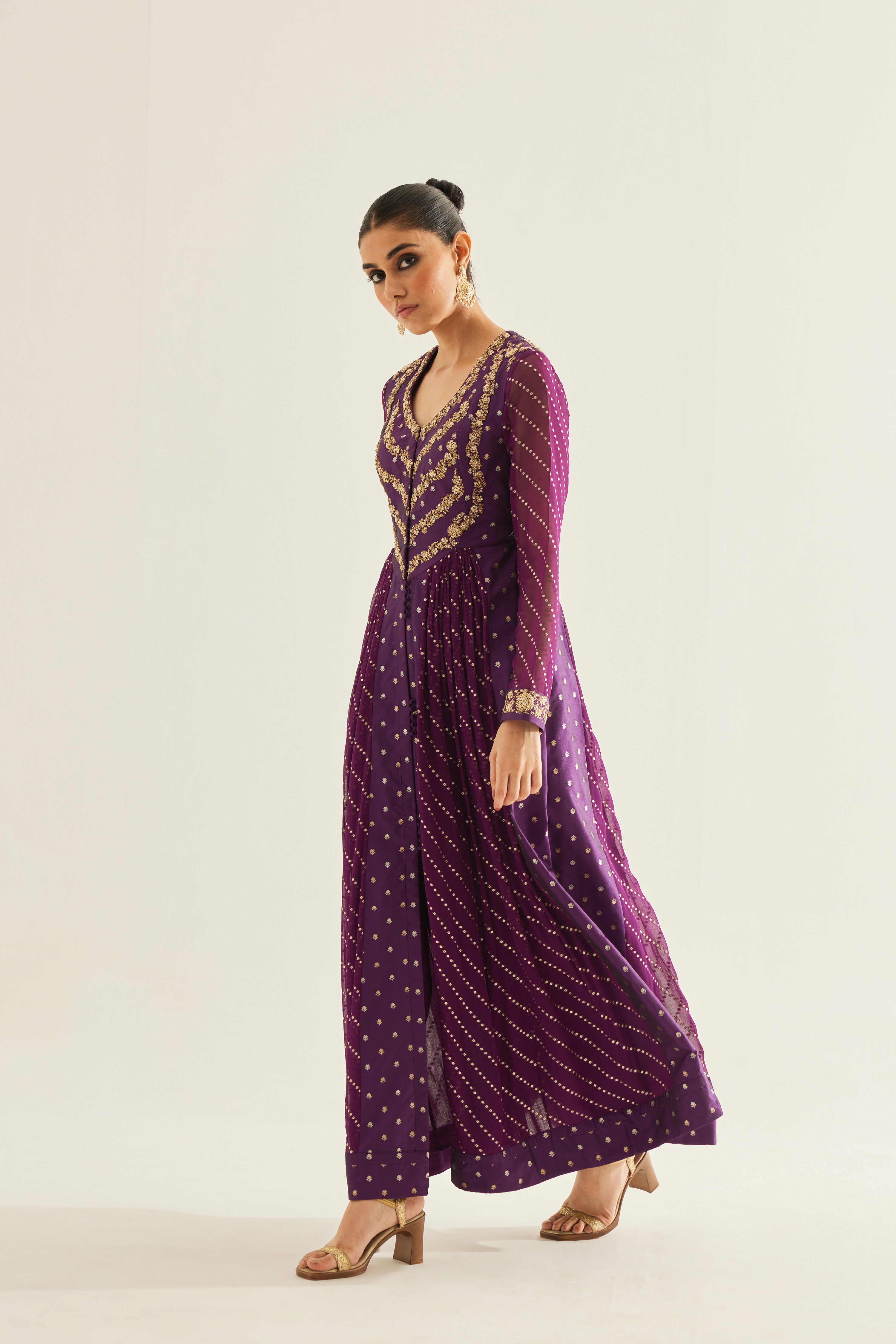 Purple Wine Anarkali Set