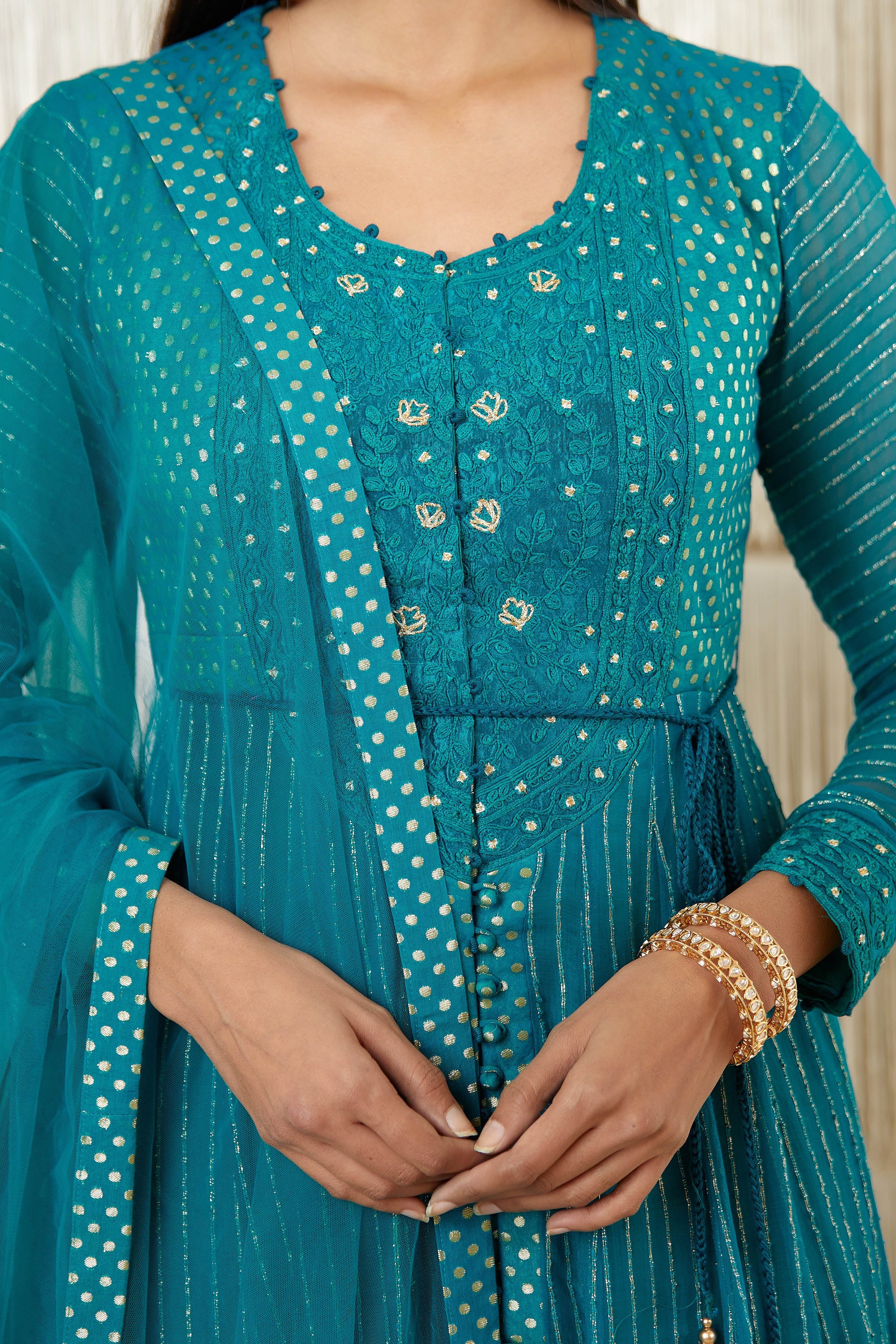 Teal Anarkali set