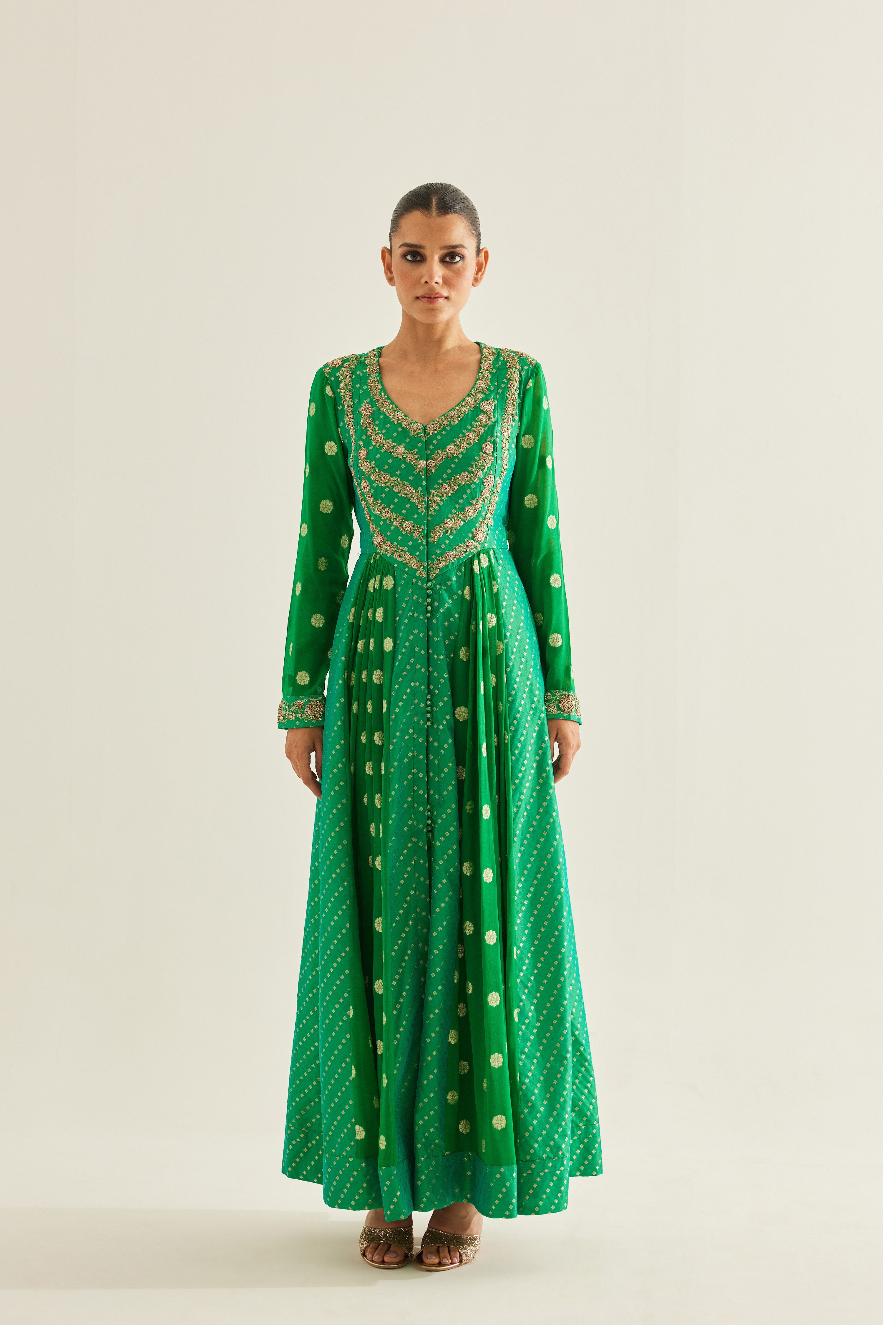 Emerald Green Anarkali Set