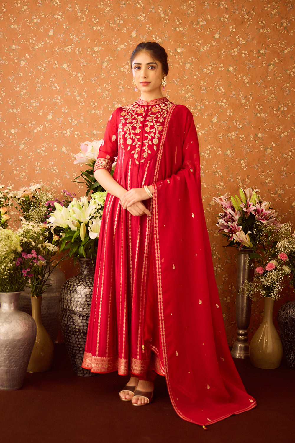Persian Maroon Anarkali Set
