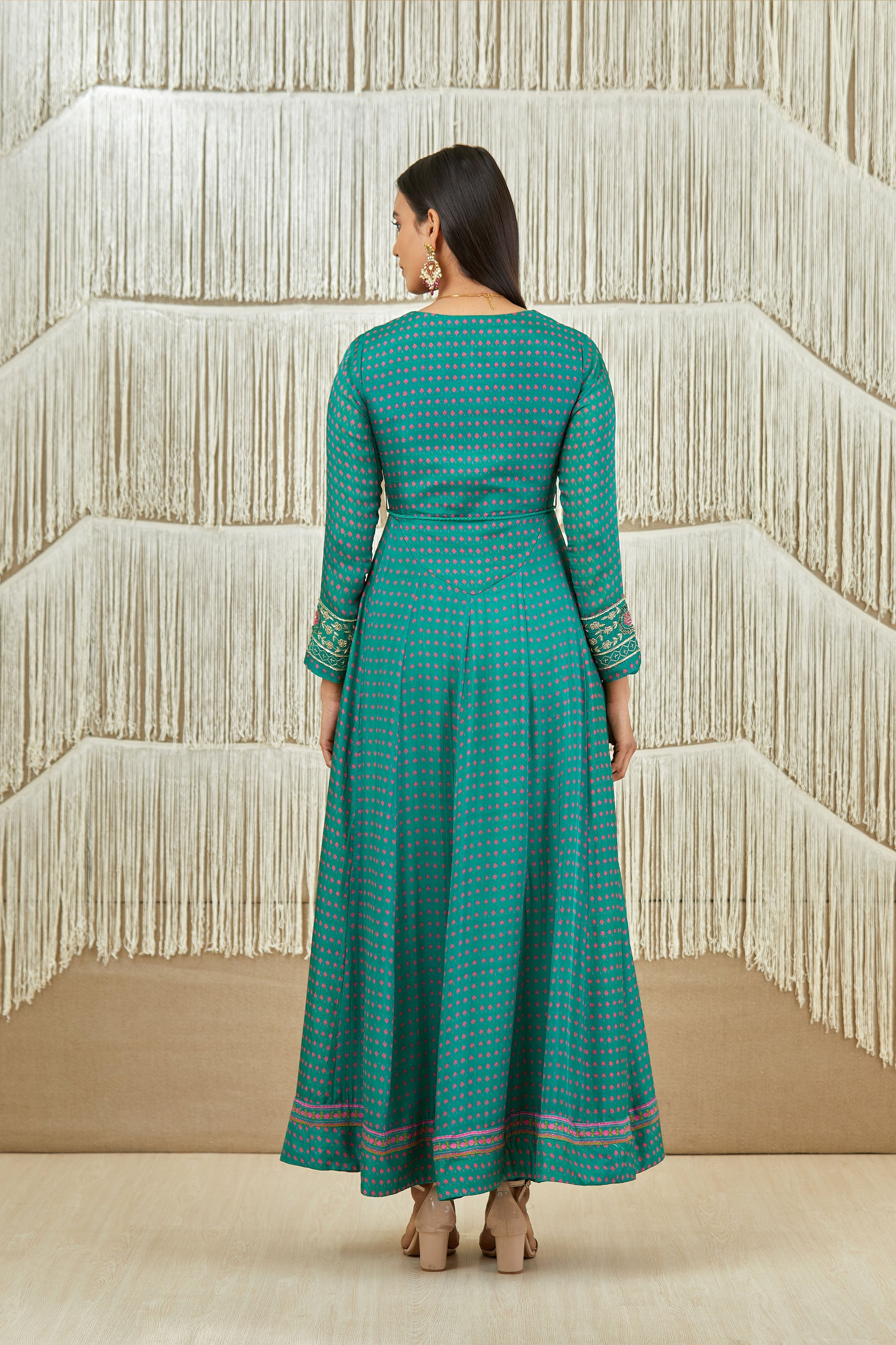 Teal & Pink Anarkali set