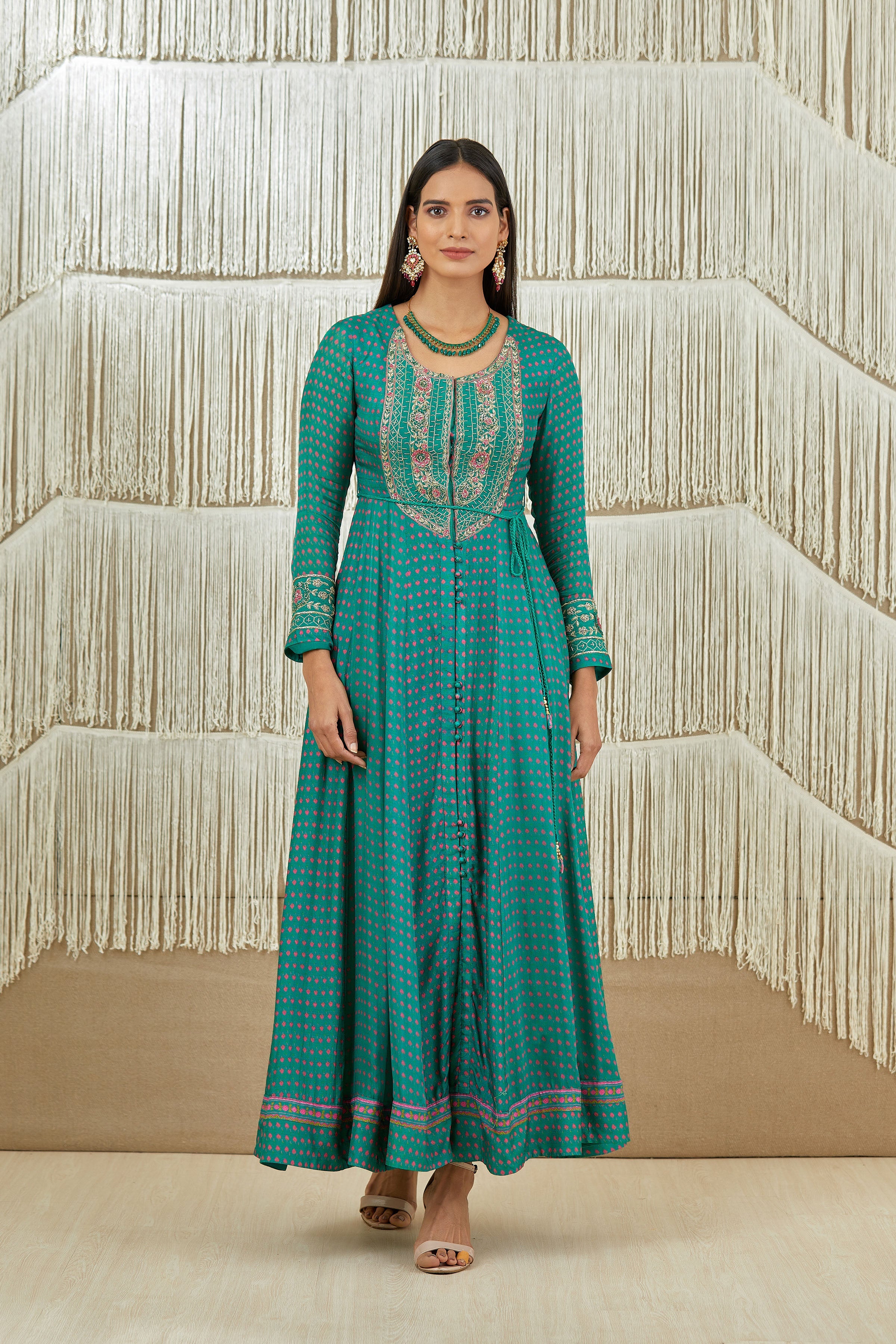 Teal & Pink Anarkali set