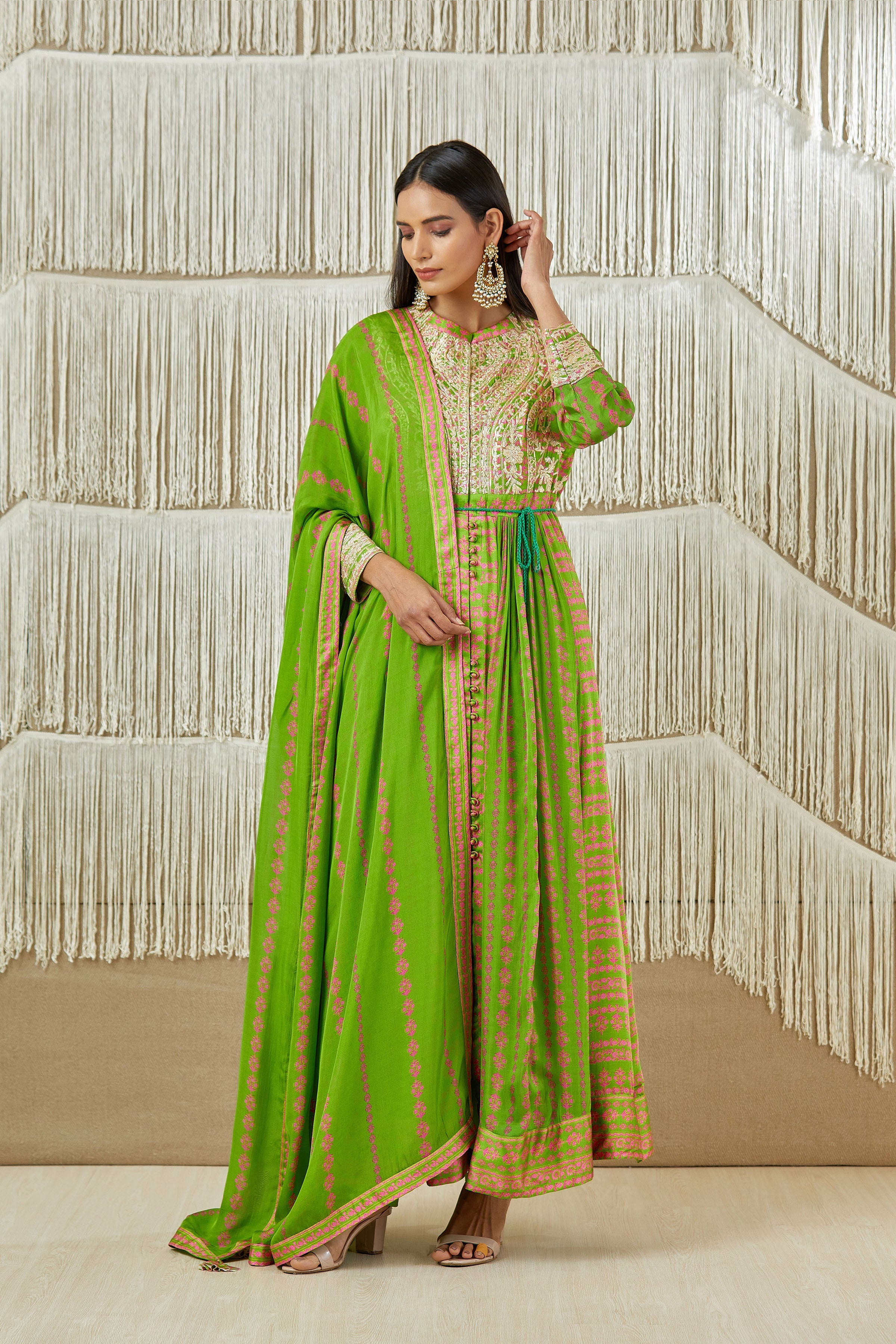Green Anarkali set