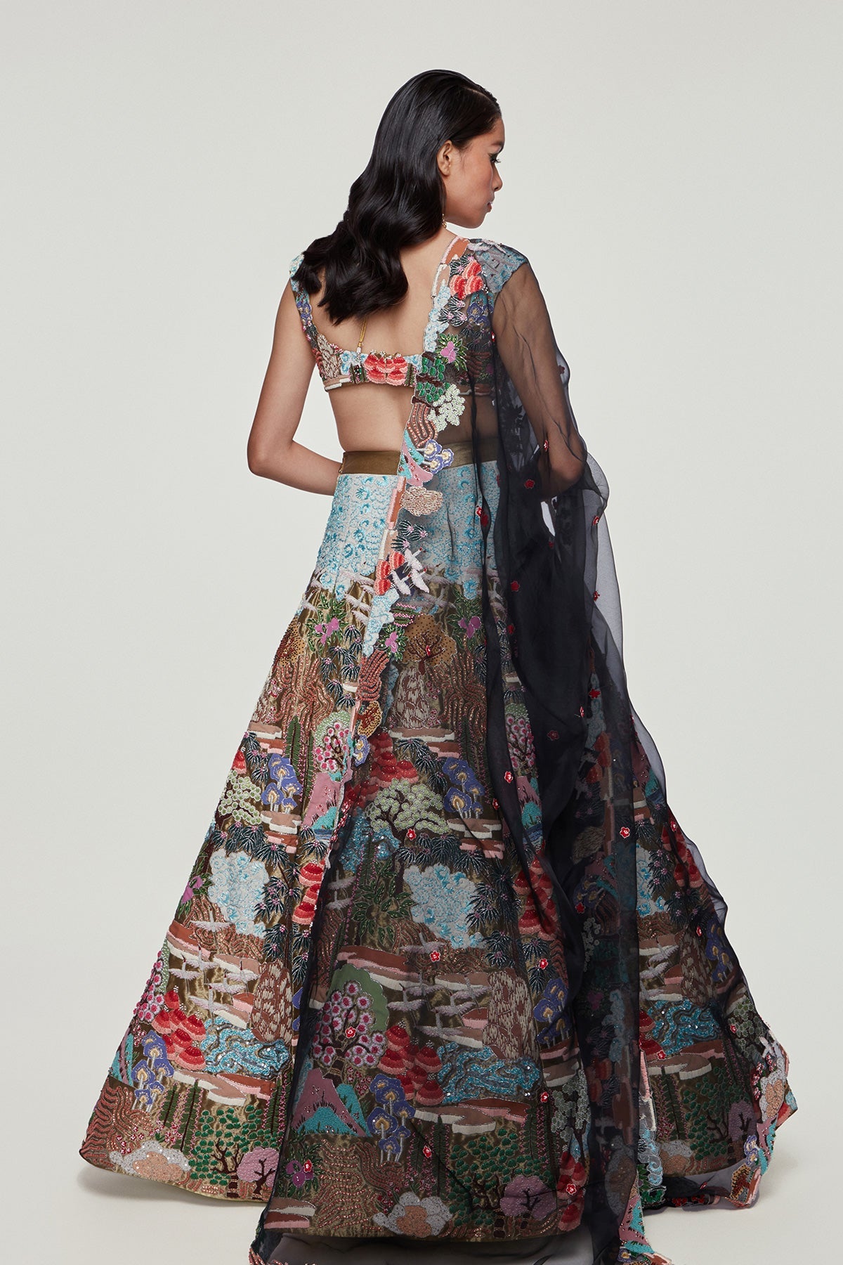 Evangeline - Sky Blue Tissue Lehenga Set