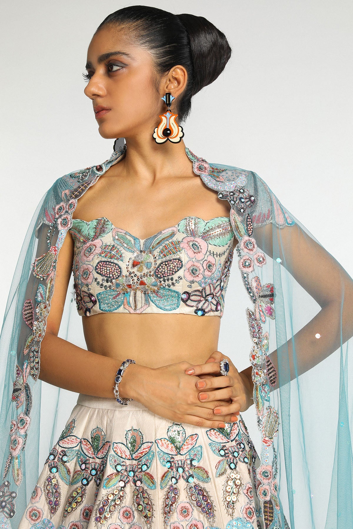Seraphique - Porcelain Raw Silk Lehenga Set