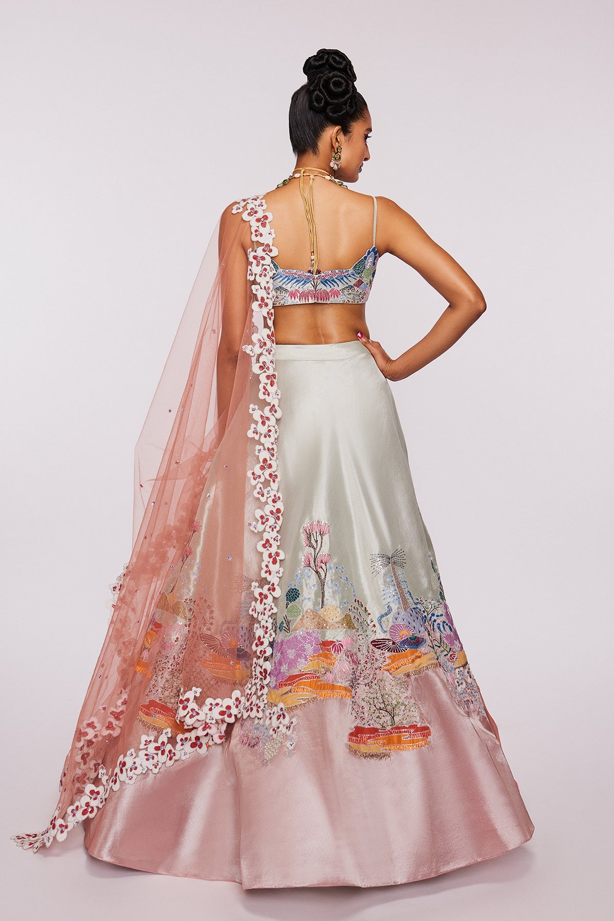 Isabella - Ivory - Peach Tissue Lehenga Set