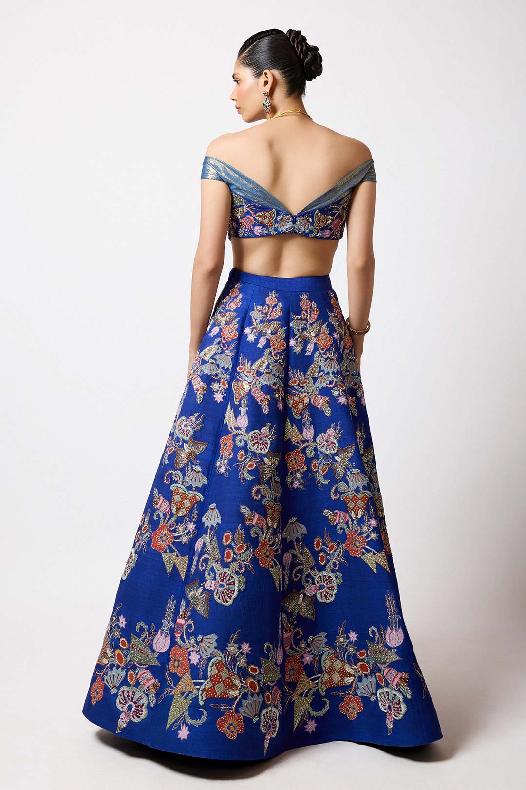 Niviora - Electric Blue Raw Silk Butterfly Lehenga Set