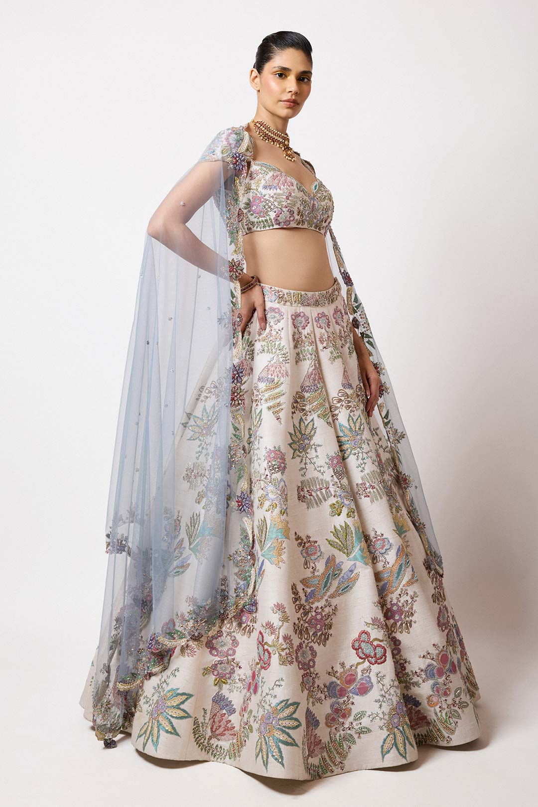 Zoralie - Ivory Raw Silk Lehenga Set