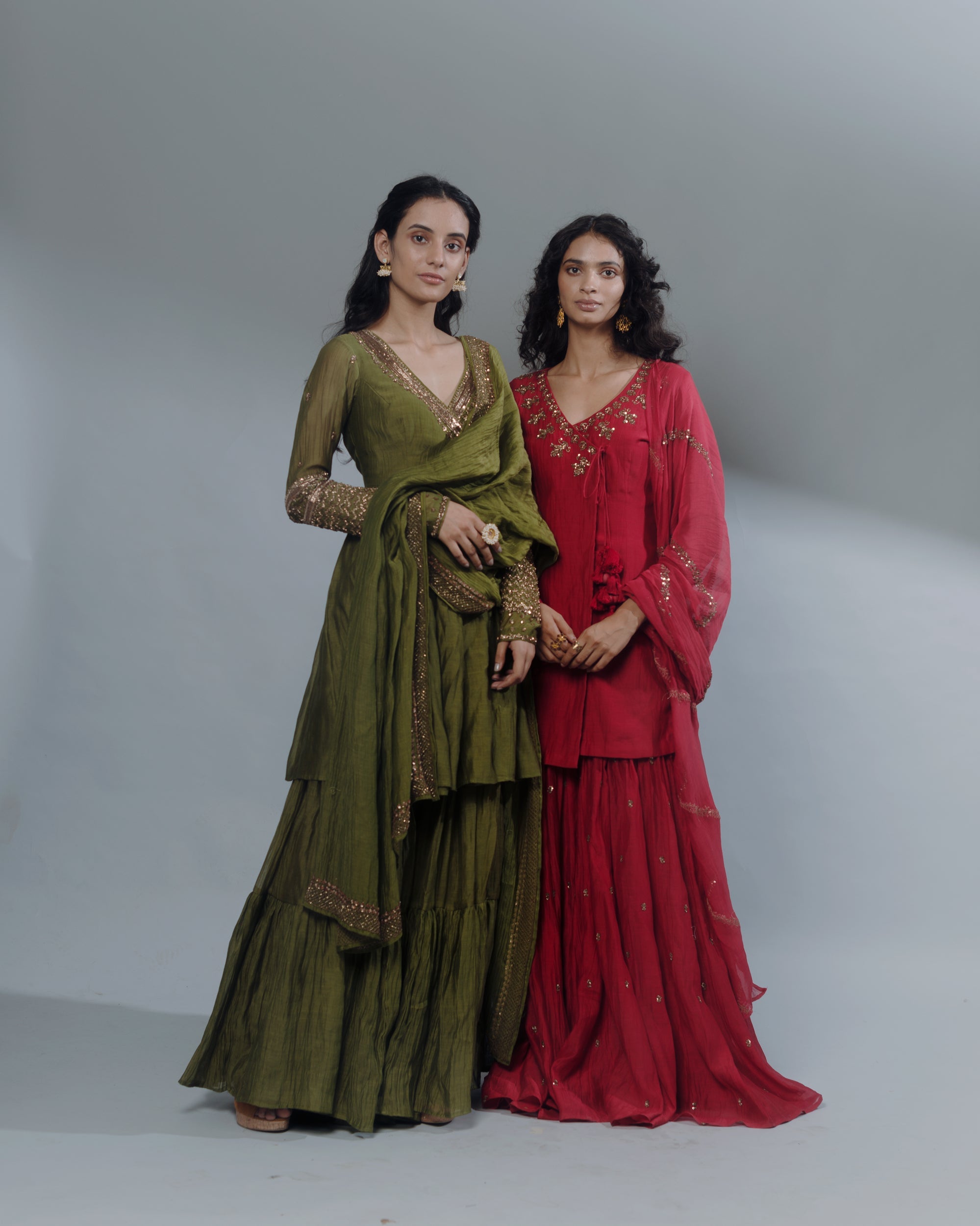 Red Embroidered Angrakha Set
