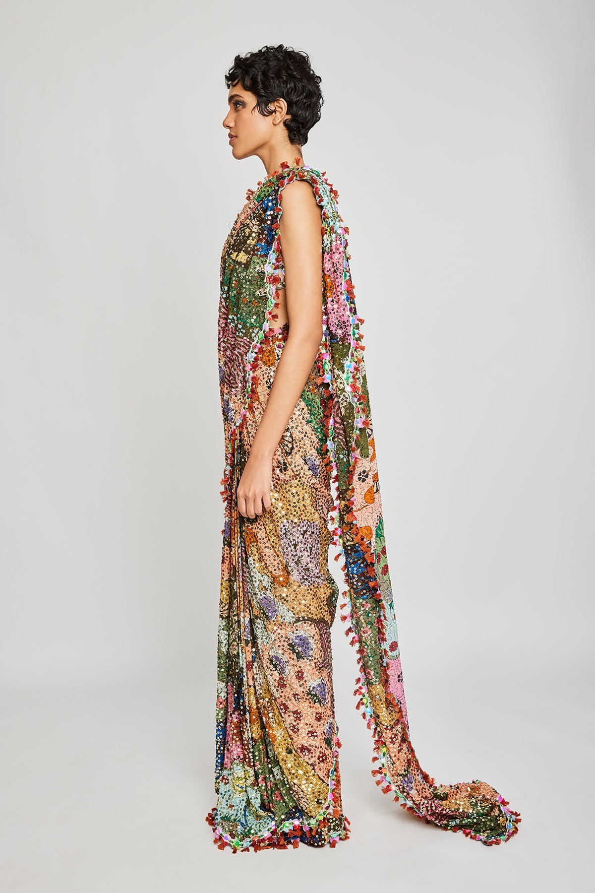 Rosello - Multicoloured Sequin Saree - Ready To Ship