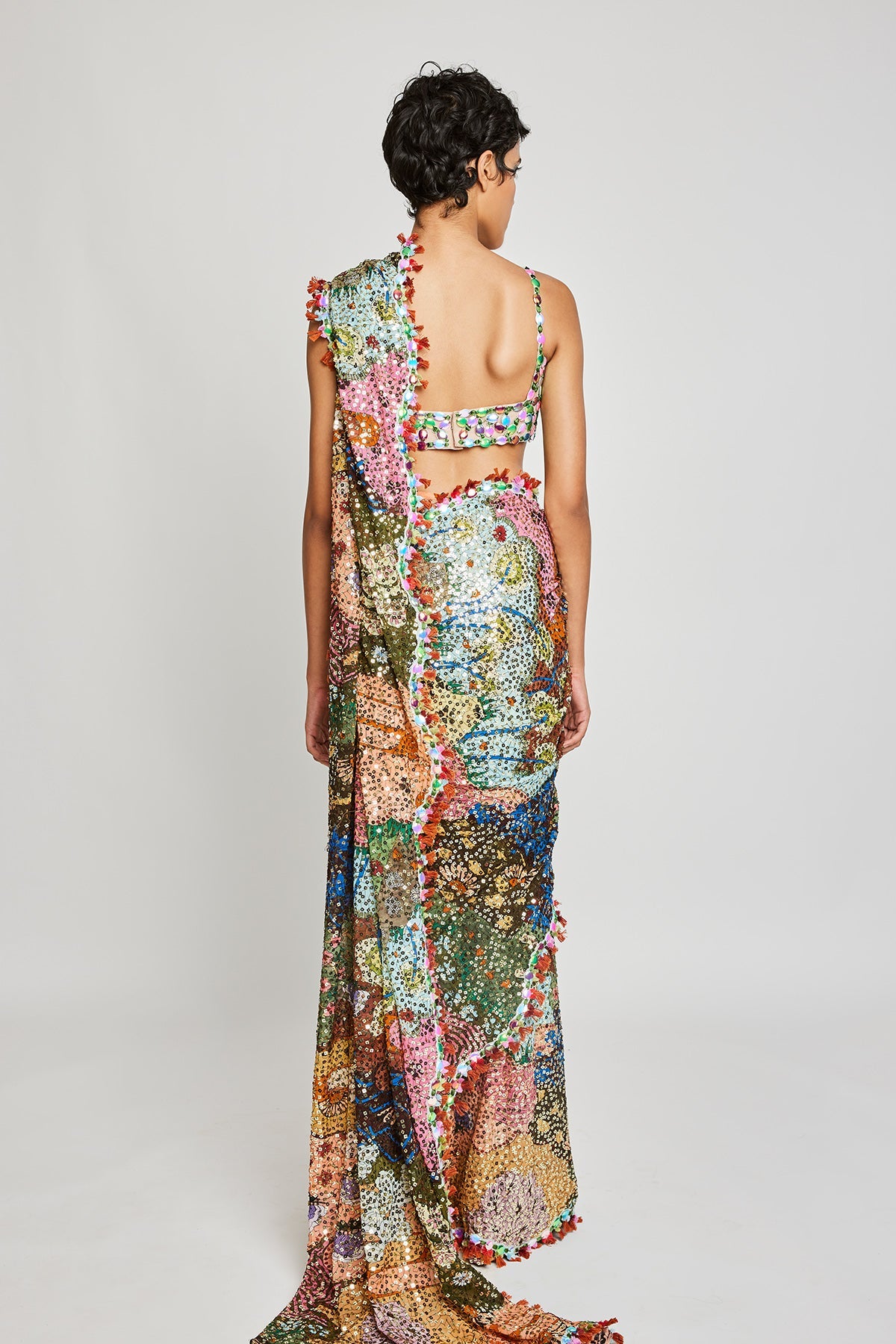 Rosello - Multicoloured Sequin Saree - Ready To Ship